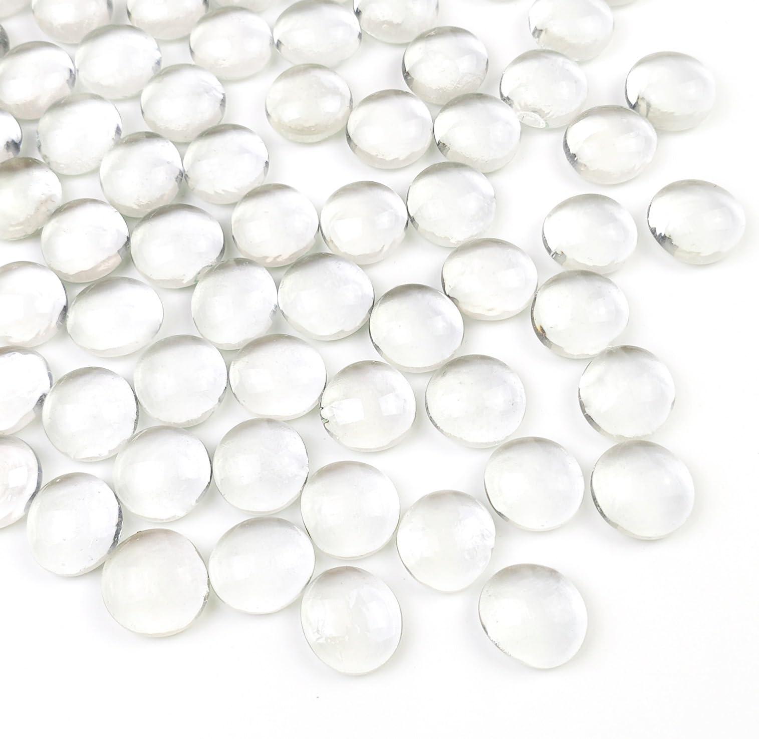 FANTIAN 1lb Clear Glass Beads for Vases, 100 Pcs Glass Pebbles, Clear Flat Glass Marbles for Vase Filler Flower Candle Crafts Centerpieces and Wedding Decoration - Image 8