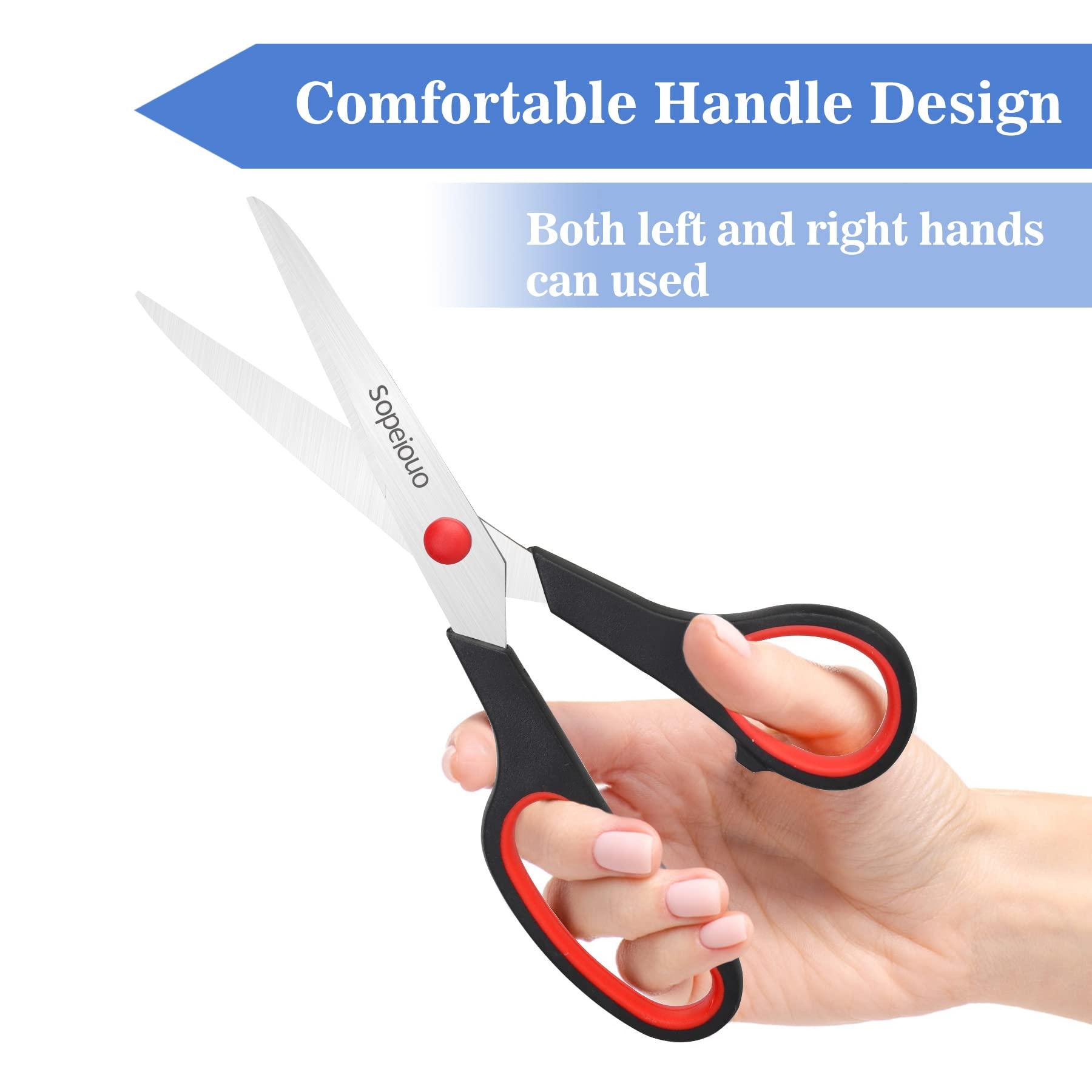 Scissors Set of 6-Pack, 8" Scissors All Purpose Comfort-Grip Handles, Sharp Scissor for Office Home School Craft Sewing Fabric Supplies, High/Middle School Student Teacher, Right/Left Hand - Image 4