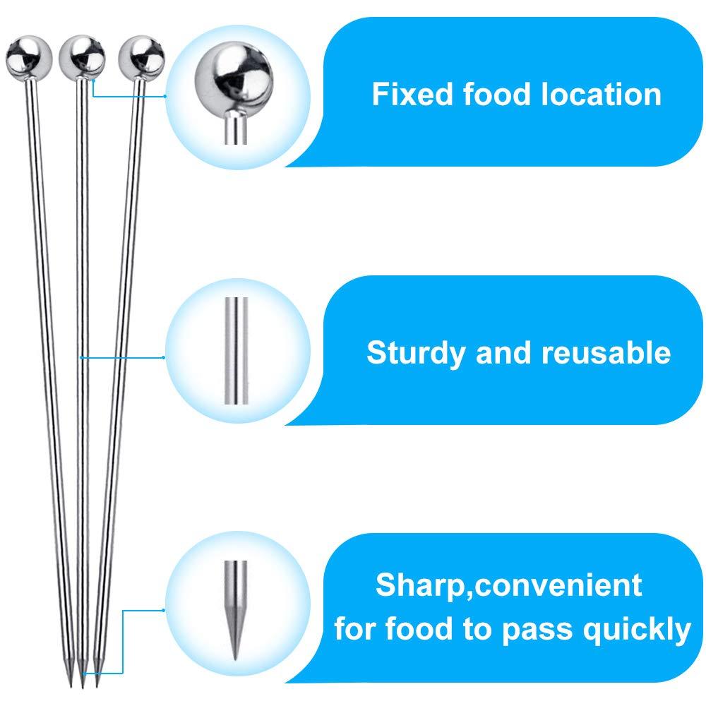 15PCS Cocktail Picks for Drinks, Stainless Steel Cocktail Toothpicks, Reusable Cocktail Skewers, Garnish Picks Bloody Mary Skewers, Metal Martini Picks for Olives Appetizers Fruit (4.3 Inch) - Image 3