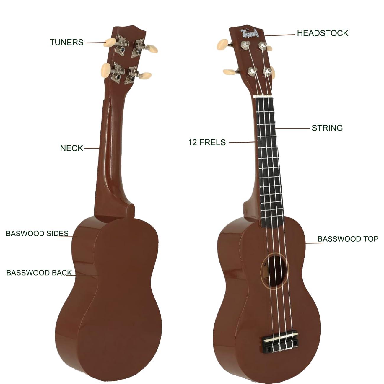 Trendy Soprano Ukulele for Beginners 21 Inch Hawaiian Ukelele for Adult Student Starter (Brown) - Image 3