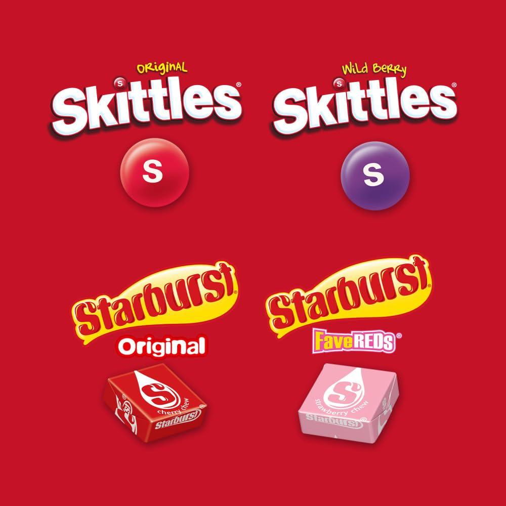 Wrigley's Assorted Candy Variety Pack, SKITTLES Original, SKITTLES Wild Berry & STARBURST Original and STARBURST FaveReds Fun Size Chewy Candy, 32.28 Oz Jumbo Pack, Bulk Bag - Image 3