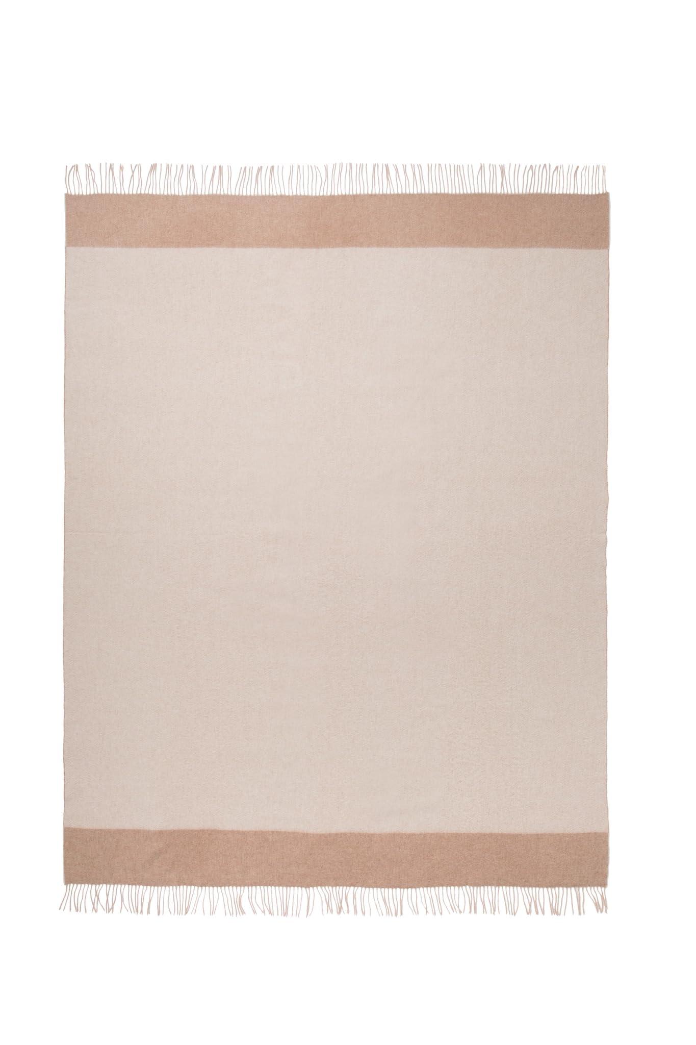 Jet&Bo 100% Cashmere Throw Blanket, Natural Undyed Cashmere, Large 67"x57", Reversible Jacquard Design, Soft and Cozy, Neutral Colors with Fringe - Image 4