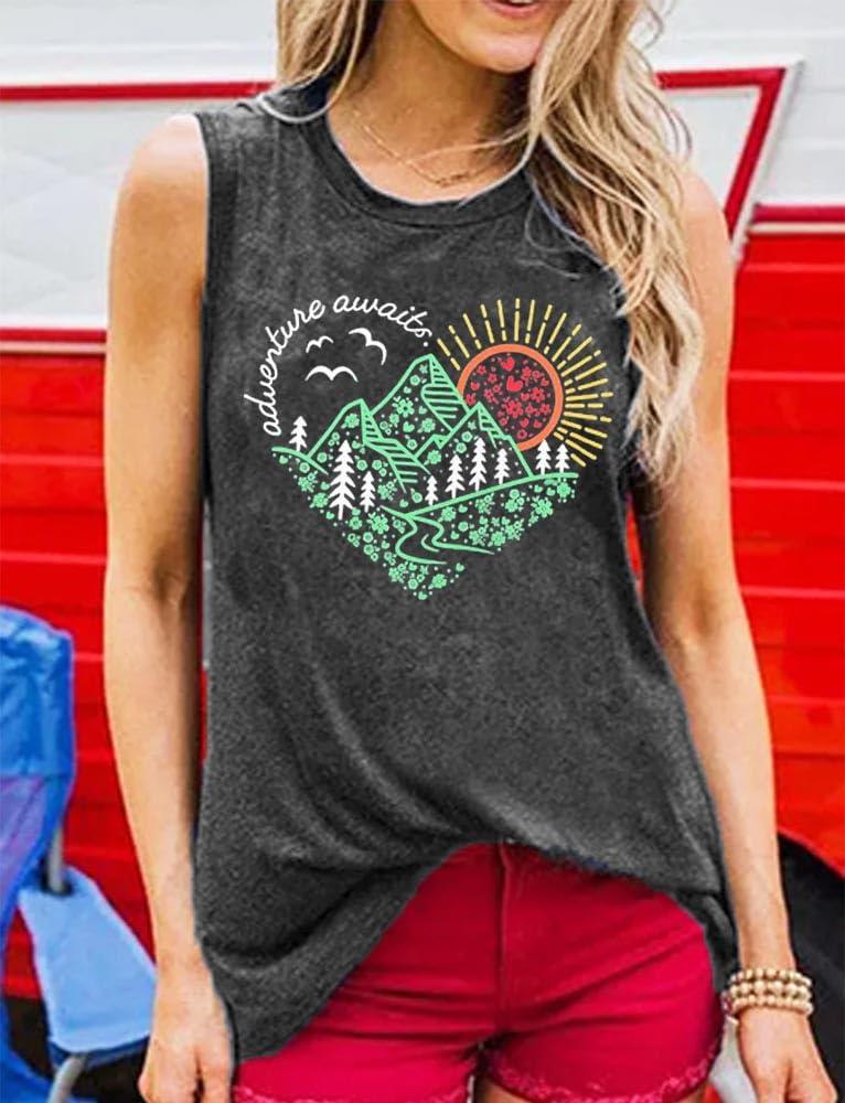 Sunrise Sunset Sunshine T Shirt for Women Outdoor Workout Hawaii Beach Sea Nature Adventure Tee Top - Image 4