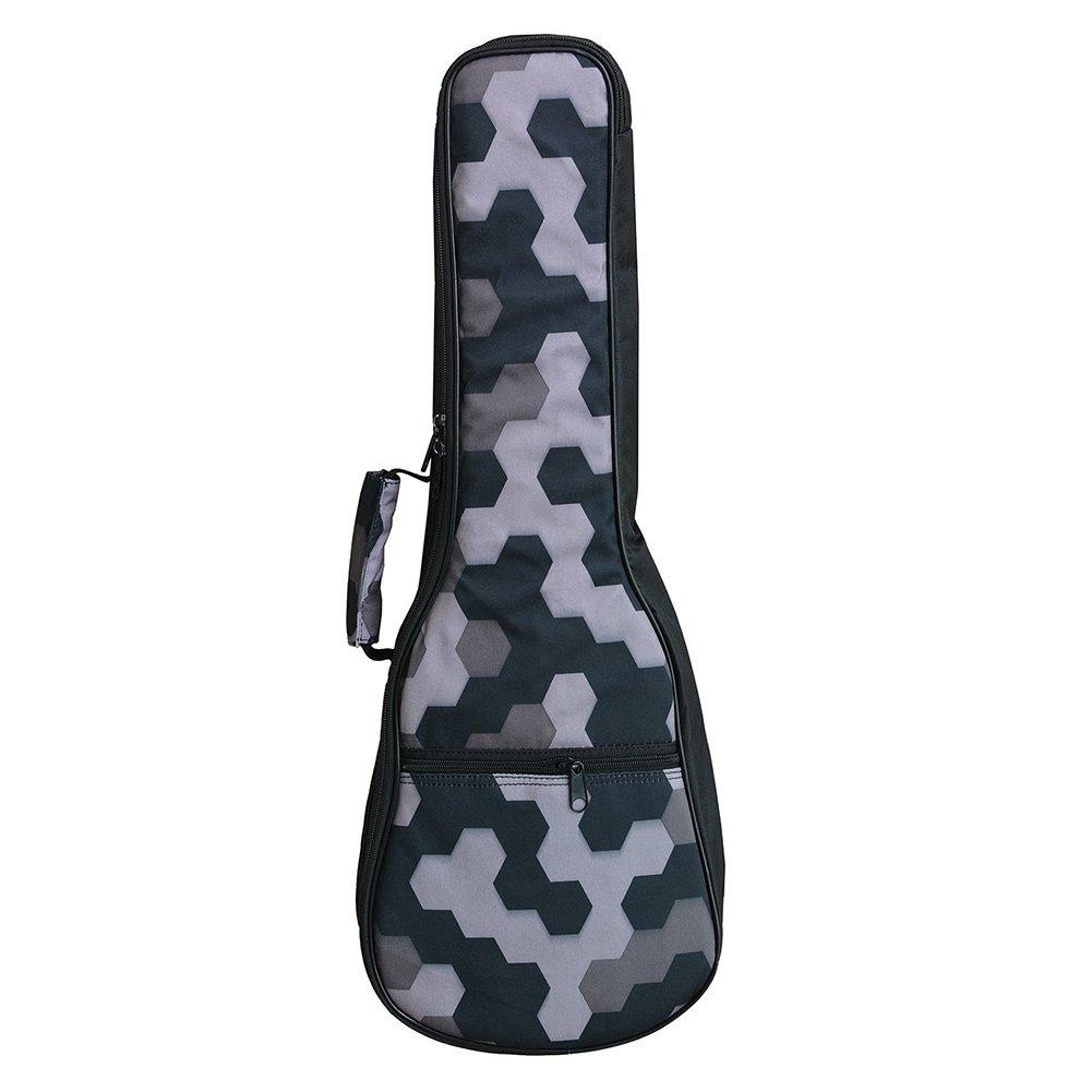 HOT SEAL 10MM Sponge Padding Waterproof Durable Colorful Conventional Ukulele Case Bag with Storage (26 Inch, Black Honeycomb)