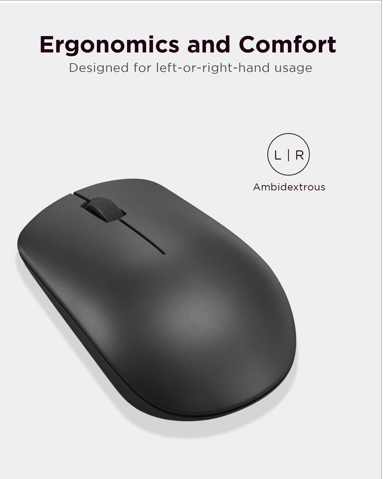 Lenovo 530 Wireless Mouse – Full Size Computer Mouse for PC, Laptop, Windows Computer - 2.4 GHz Nano USB Receiver - Ambidextrous Design - 12 Months Battery Life – Cordless - Image 4