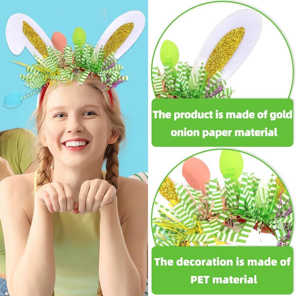 Happy Easter Day Headband Cute Colorful Headband with Easter Themed Bracelet and Easter Temporary Tattoos Stickers Easter Supplies Kit - Image 2
