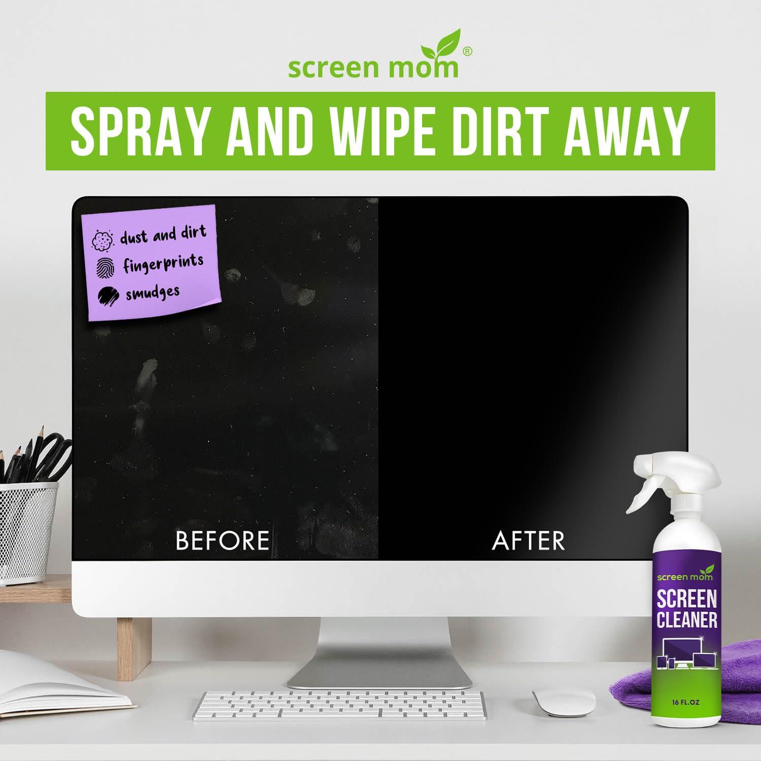 Screen Mom Screen Cleaner Spray and Microfiber Cloth 16oz Screen Cleaner Spray and Wipe for TV, Laptop, Computer, Phone, iPad, Car Screen Cleaning Kit Electronic Cleaner Spray - Image 4