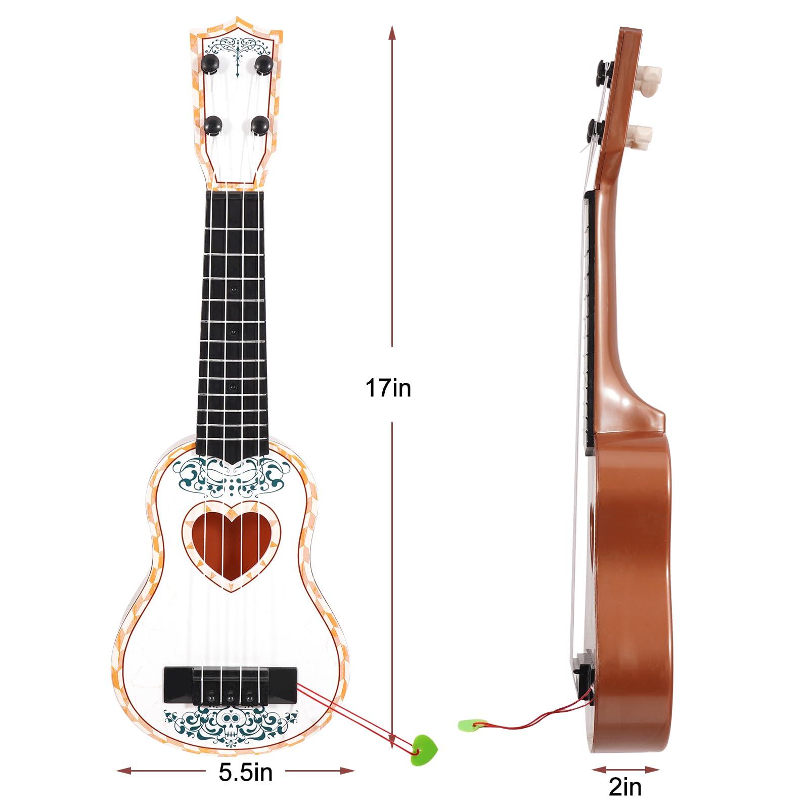 Raimy 17in Ukulele Guitar for Kids - 4 String Mini Learning Instruments Educational Musical Toy for Beginner Toddler Gifts for Age 3 4 5 6 7 8 9 Years Boys Girls Baby Children (White) - Image 3