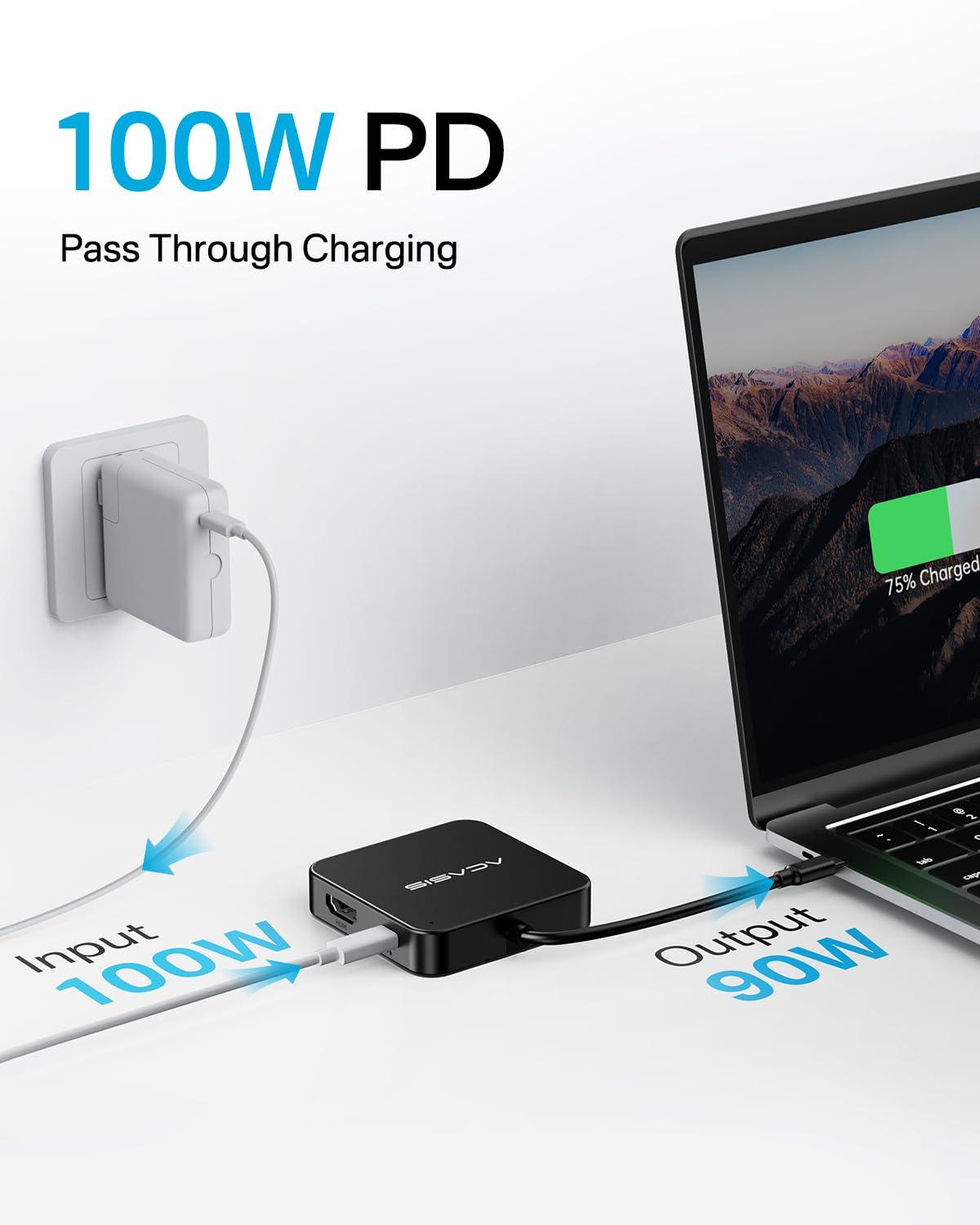 USB C Hub 10Gbps, Multiport Adapter with 4K 60Hz HDMI, 100W Power Delivery, USB A3.2 Data Port, USB C to HDMI Adapter for MacBook, Dell, Lenovo, Surface, iPad PRO, XPS(Black) - Image 5