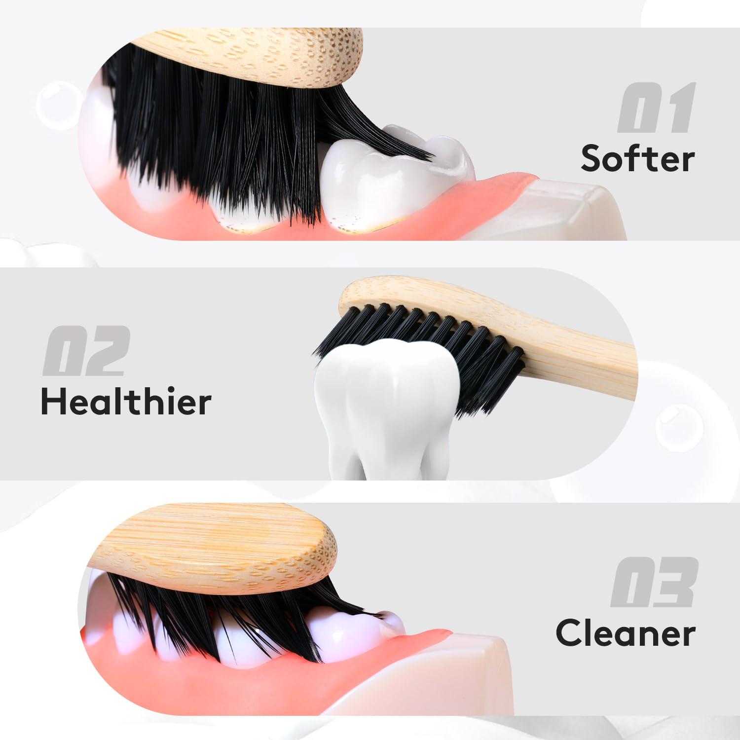 Virgin Forest 10 Count Bamboo Toothbrush, Soft Bristle for Adults, Eco Friendly Natural Wooden Toothbrushes, Vegan Organic Bamboo Travel Tooth Brush (10 Colors) - Image 2