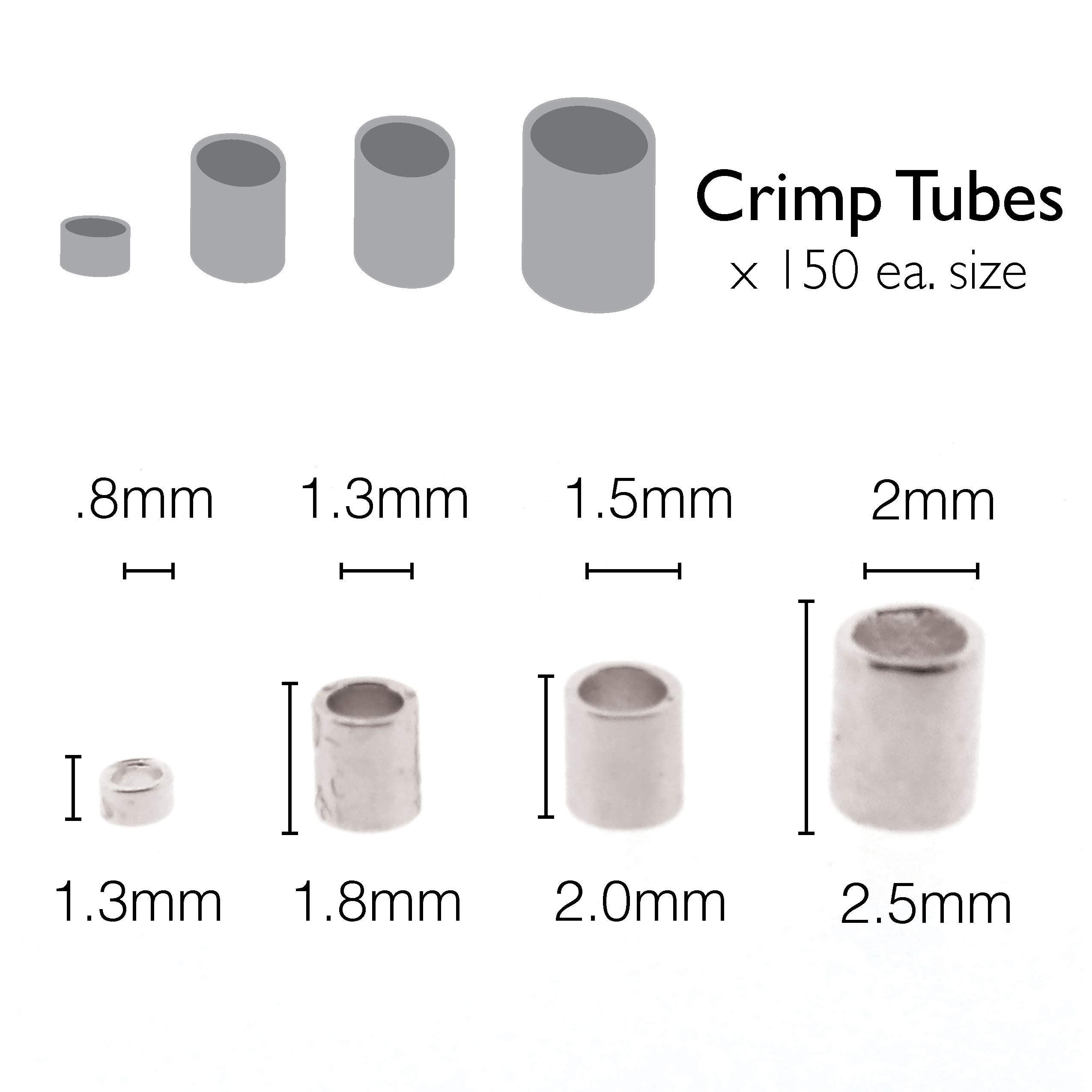 The Beadsmith Tube Crimp Beads, Basic Elements, 4 Vials in Assorted Sizes, Silver Color, Uniform Cylindrical Shape, No Sharp Edges, Designed to Secure The Ends of Jewelry Stringing Wires and Cables - Image 5