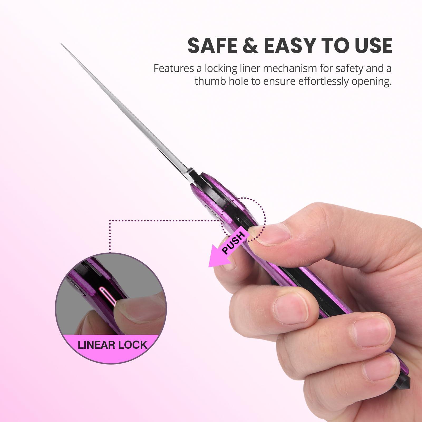 FUNBRO Pink Multitool Carabiner Knife Gifts for Mom Women Wife, 6-in-1 Keychain Multi Tools with Window Breaker, Bottle Opener and Screwdriver, EDC Gear Gadget for Camping Hiking - Image 7