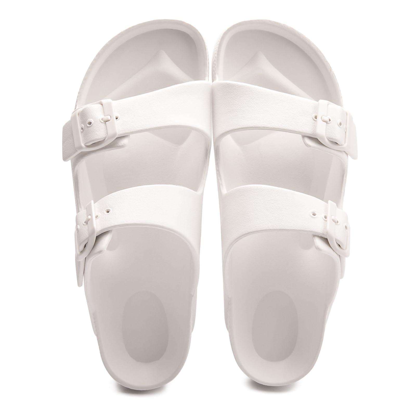 FUNKYMONKEY Women's Comfort Slides Double Buckle Adjustable Plastics Flat Sandals - Image 7