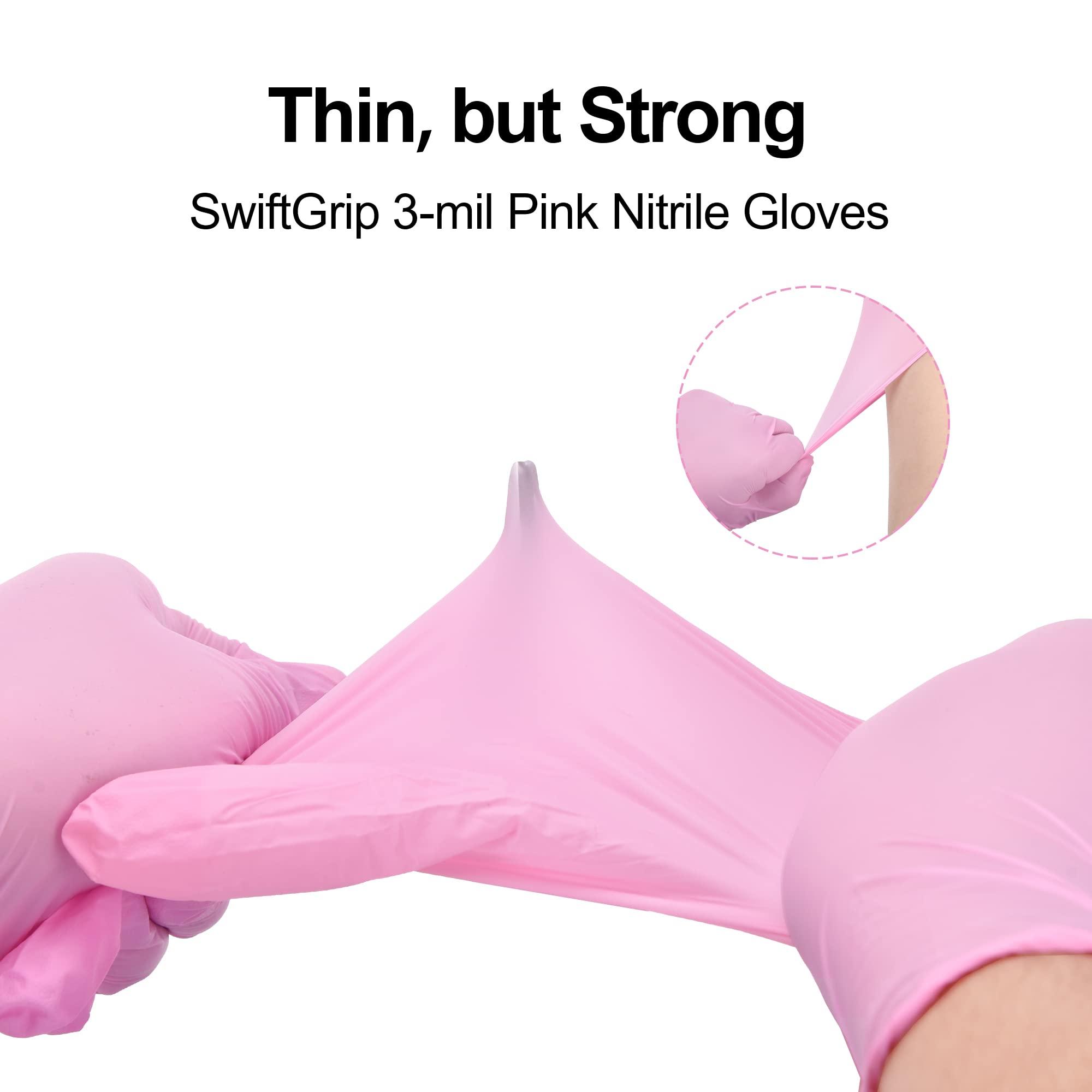 SwiftGrip Pink Disposable Gloves, Medical exam Gloves Disposable Latex Free, Gloves for Cleaning & Esthetician, Pink Rubber Gloves, Pink Cleaning Gloves, Powder-Free, 100-ct Box (Small) - Image 8