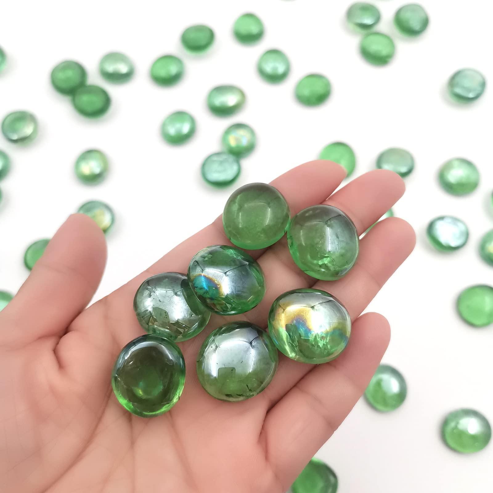Flat Glass Marbles 1 Pound Vase Filler Fire Pit Glass Pebbles for Indoor Plants, Aquarium Fish Tank Decorations, Home Decor, Fire Pit, Landscaping, Arts Crafts (Green) - Image 5