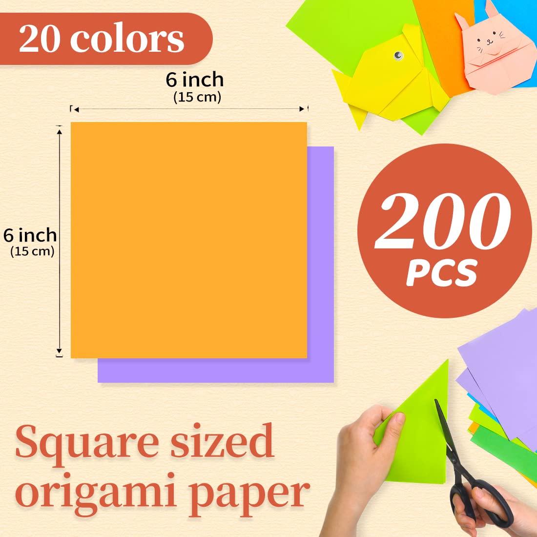 IOOLEEM Origami Paper, 200 Sheets, 20 Colors, 6 Inch Square, Double Sided Colored paper. - Image 2