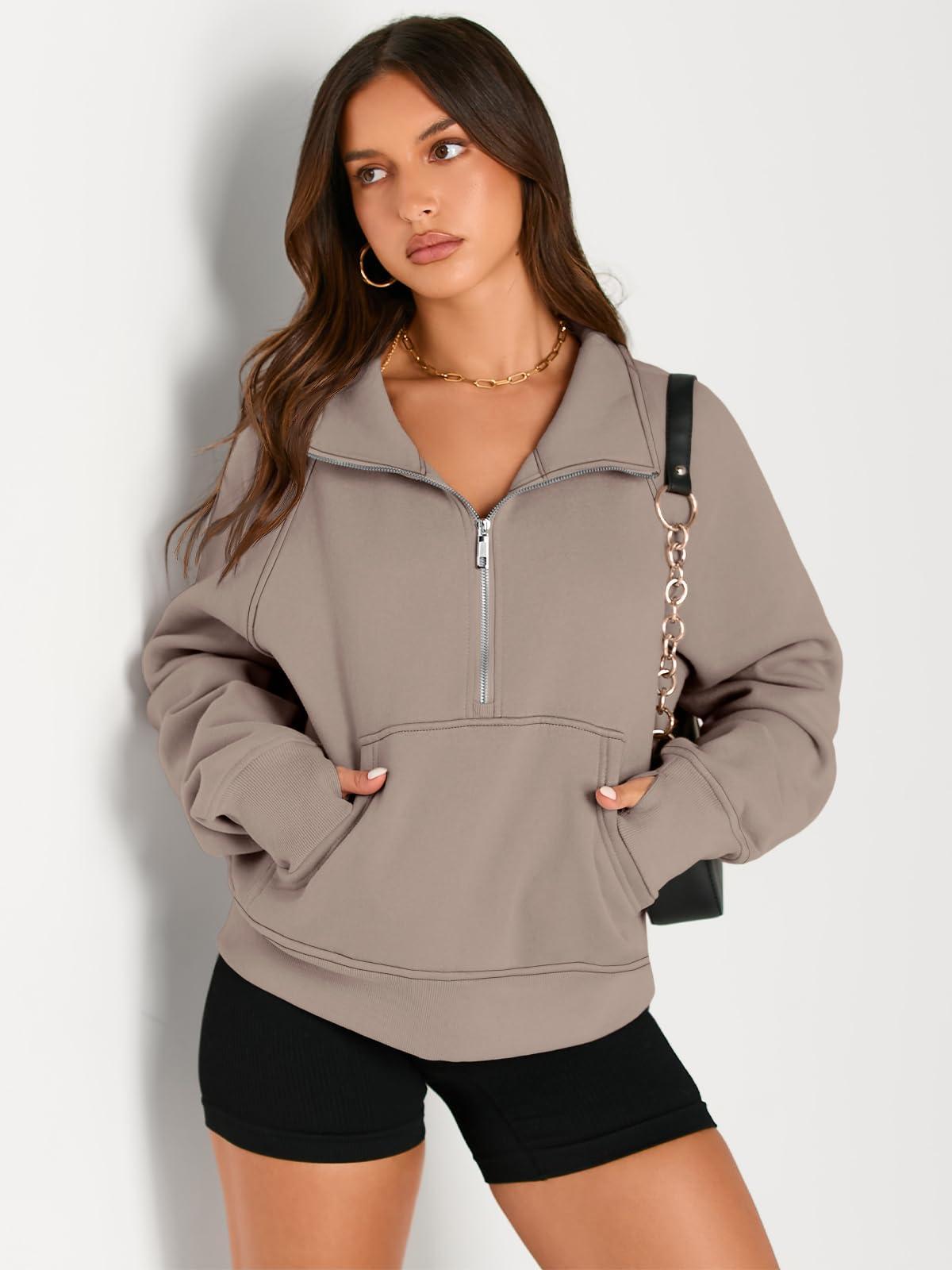 AUTOMET Womens Sweatshirts Half Zip Cropped Pullover Fleece Quarter Zipper Hoodies 2025 Fall Fashion Outfits Clothes - Image 3