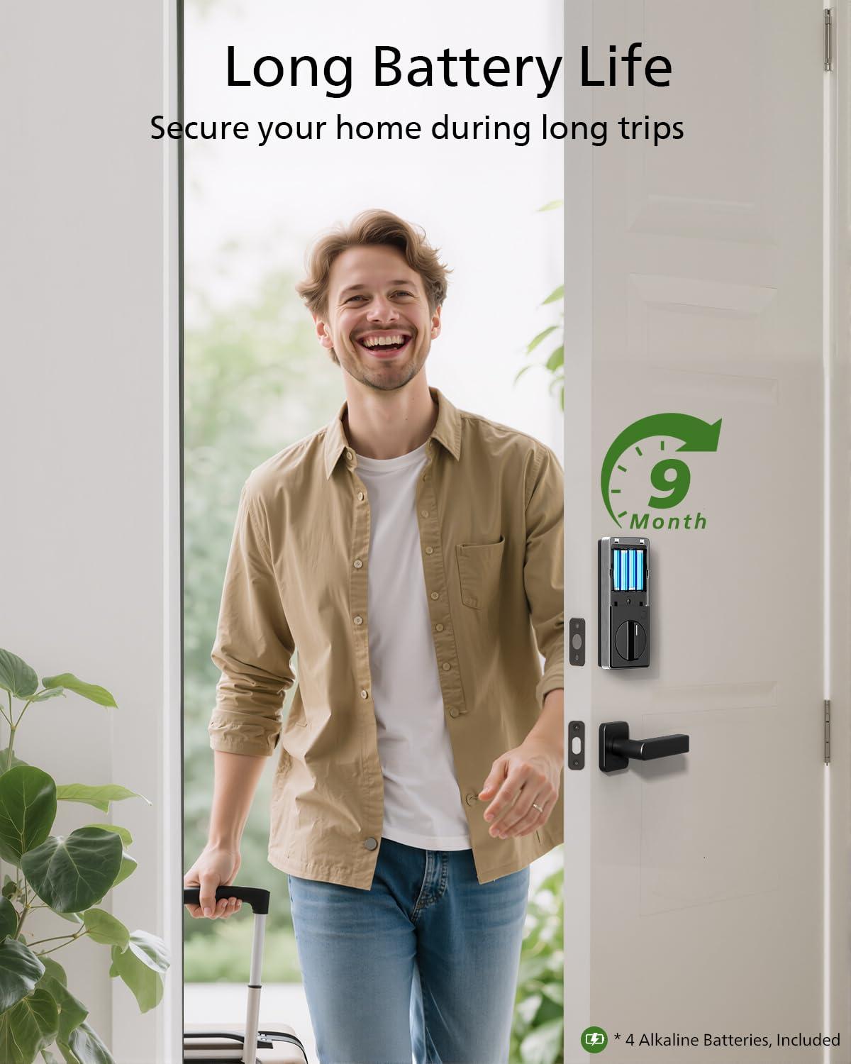 Philips Fingerprint Keyless Entry Door Lock with App Control, Front Door Smart Lock Deadbolt, 9Months Battery, IP53 Waterproof, BHMA Grade 3-Satin Nickel - Image 7
