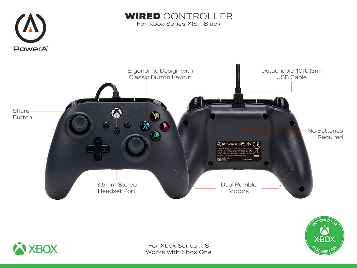 PowerA Wired Controller For Xbox Series X|S - Black, Gamepad, Video Game Controller Works with Xbox One - Image 2