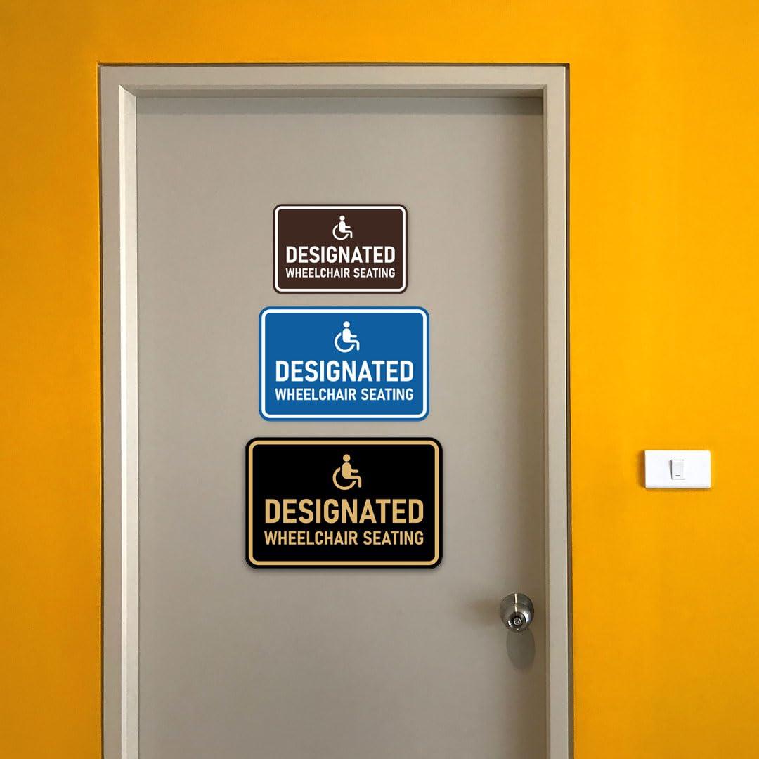 Signs ByLITA Classic Framed Designated Wheelchair Seating Sign (Brushed Gold) - Small - Image 6