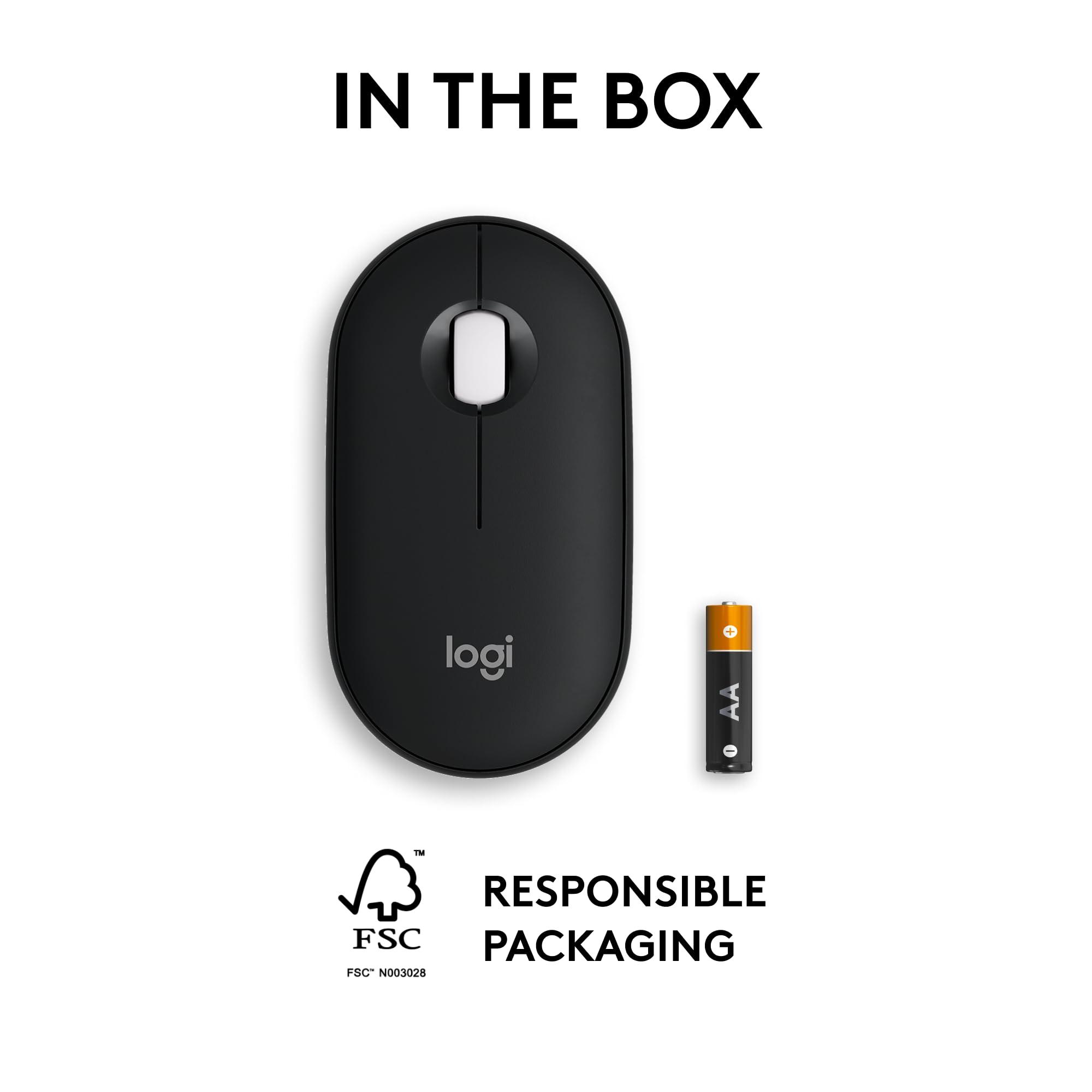 Logitech Pebble Mouse 2 M350s Slim Bluetooth Wireless Mouse, Portable, Lightweight, Customizable Button, Quiet Clicks, Easy-Switch for Windows, macOS, iPadOS, Android, Chrome OS - Black - Image 9