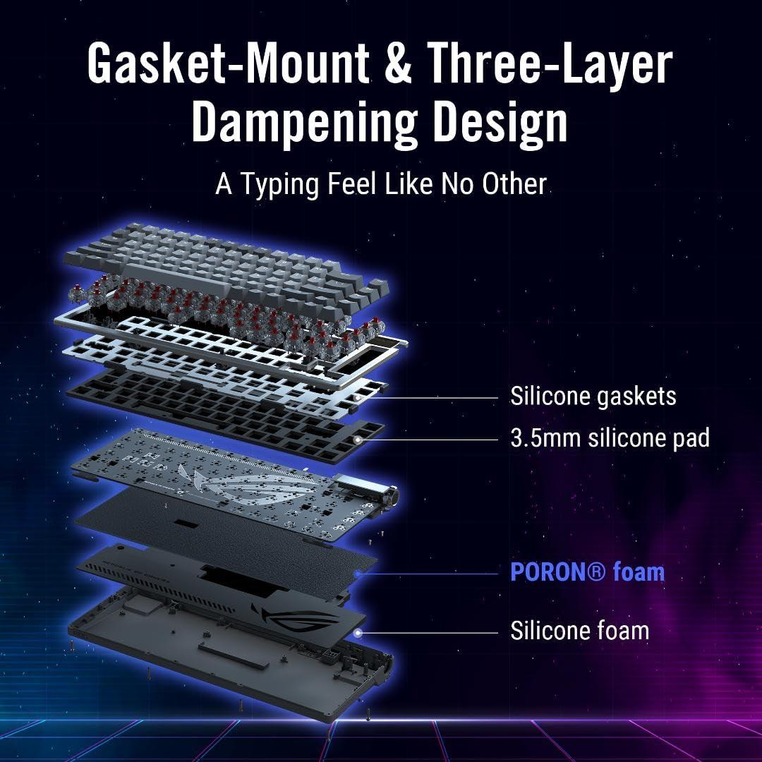 ASUS ROG Azoth 75 Wireless DIY Custom Gaming Keyboard, OLED Display, Gasket-Mount, Three-Layer Dampening, Hot-Swappable Pre-lubed ROG NX Snow Switches & Keyboard Stabilizers, PBT Keycaps, RGB - Image 5