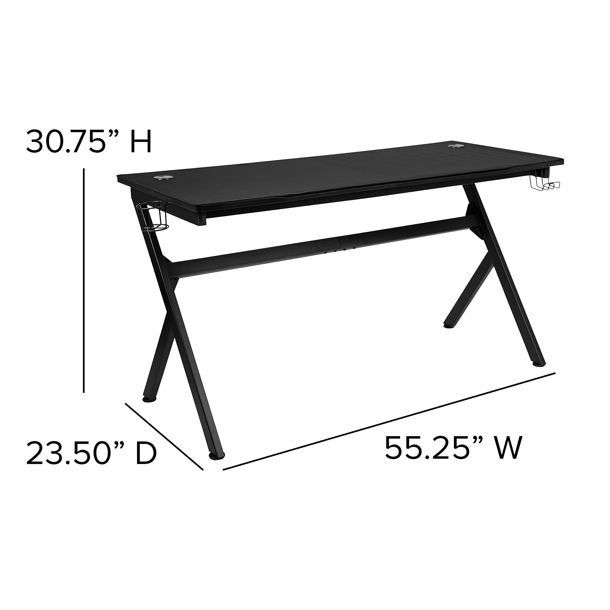 Flash Furniture Duncan 55" x 24" Extra Large Gaming Desk with Headphone Hook and Cup Holder - Free Mouse Pad - Image 3