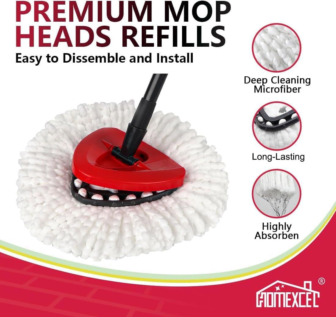 HOMEXCEL Mop Replacement Heads Compatible with O-Cedar EasyWring Spin Mops 3 Pack-Washable Microfiber Spin Head Refills-Easy Cleaning Mop Head Replacement - Image 4