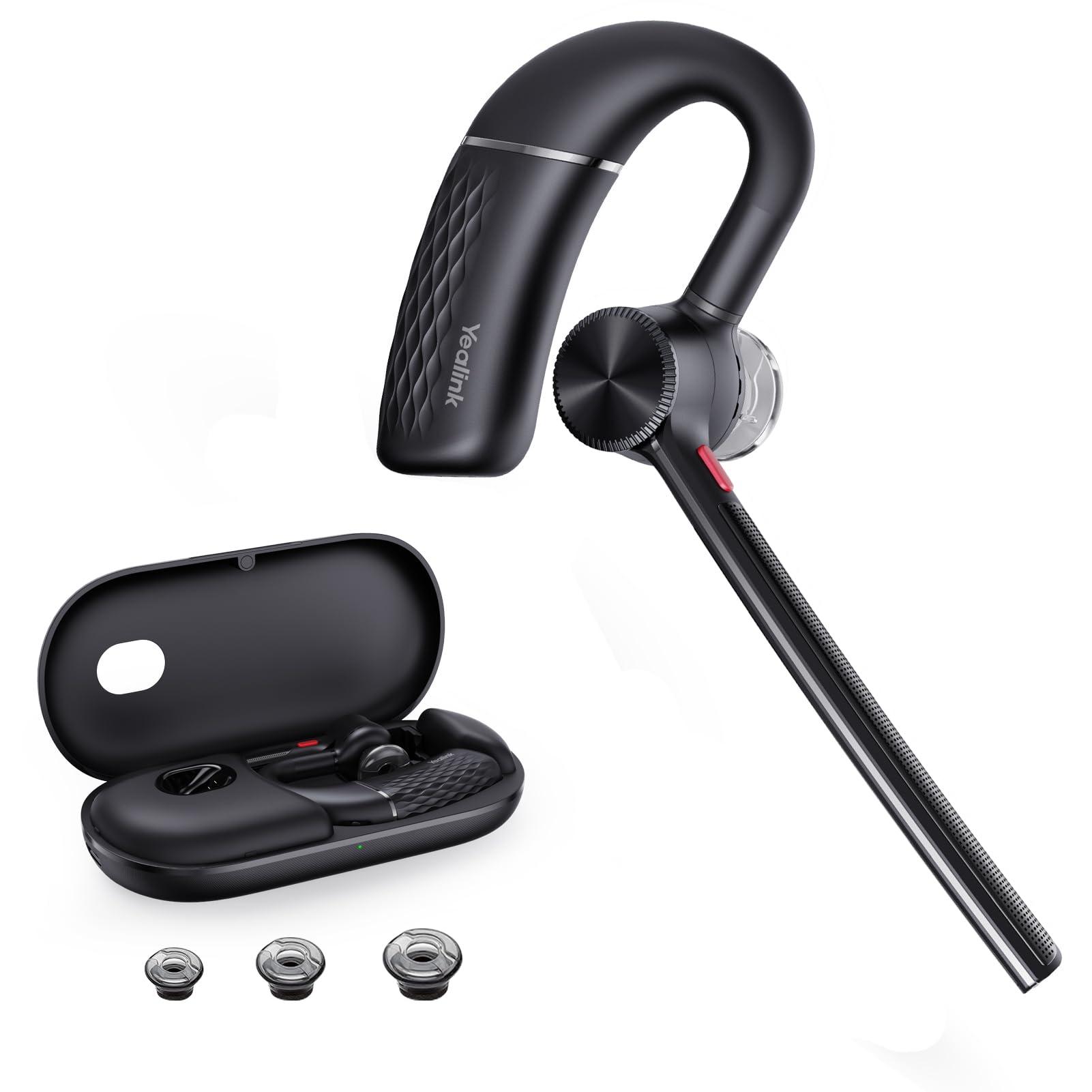 Yealink Bluetooth Headset BH71,Wireless Bluetooth Earpiece with 4 Noise Canceling Microphones,Teams&Zoom Certified,Mute Function,Connect to PC Cell Phone iPhone Android Driving Business Office