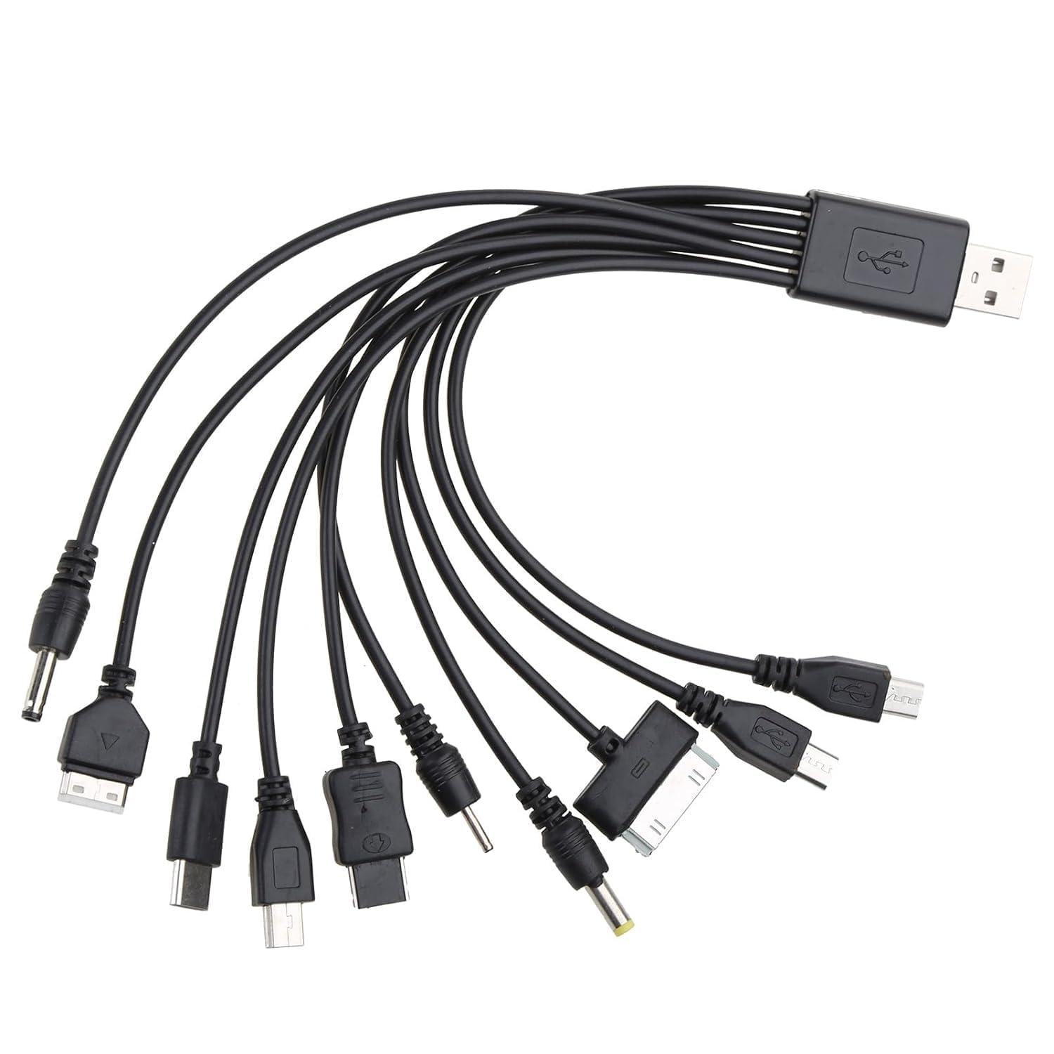 Zenarao 10 in 1 USB Cables - 20CM/7.87in Universal USB to Multi Plug Cell Phone Charger for Smartphones