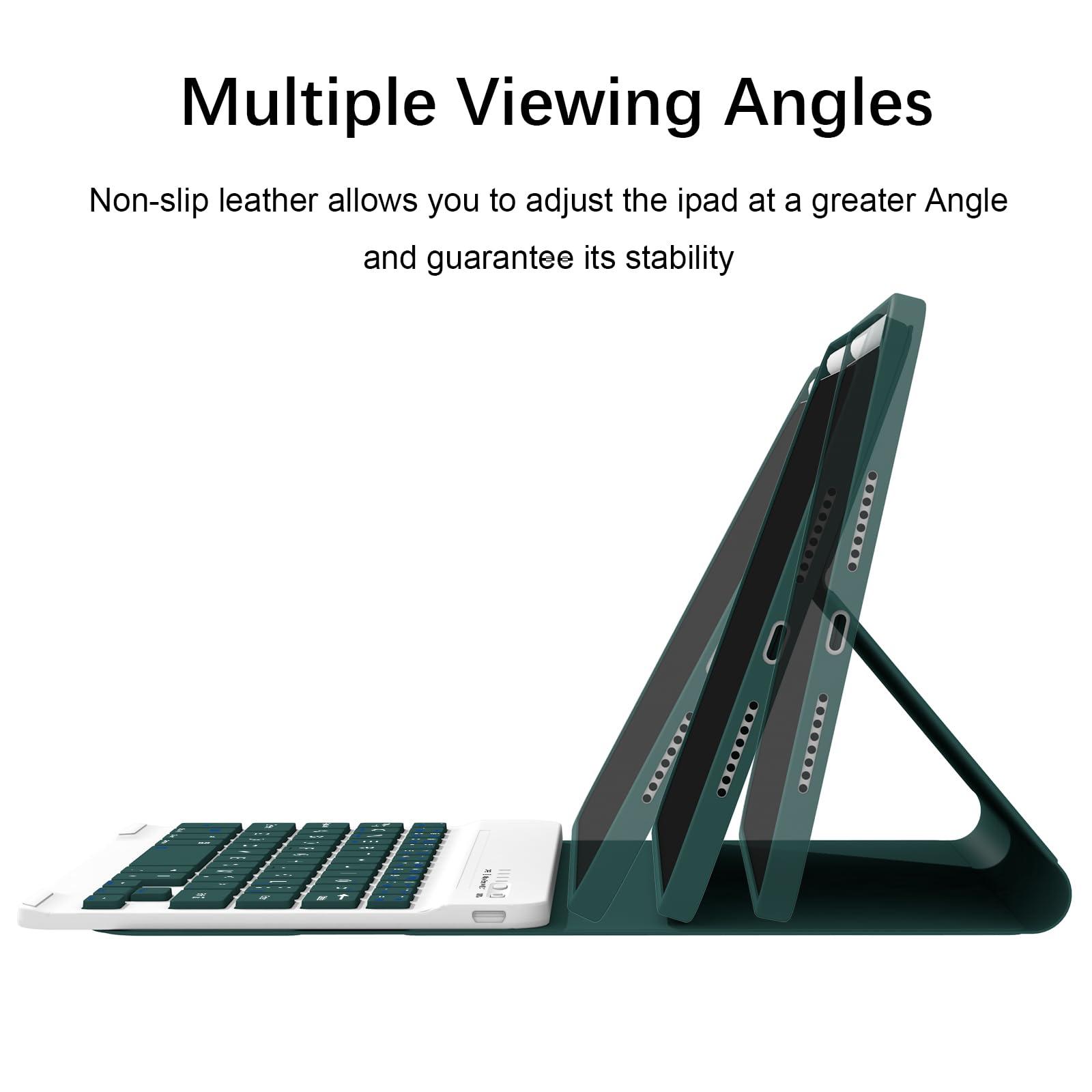 Divufus Keyboard Case for iPad mini 7th Generation (A17 Pro) 2024 / 6th Gen 2021 8.3 Inch [Magnetic Detachable Wireless Keyboard][Support 3 System] Flip Stand Case with Pencil Holder, Dark Green - Image 4