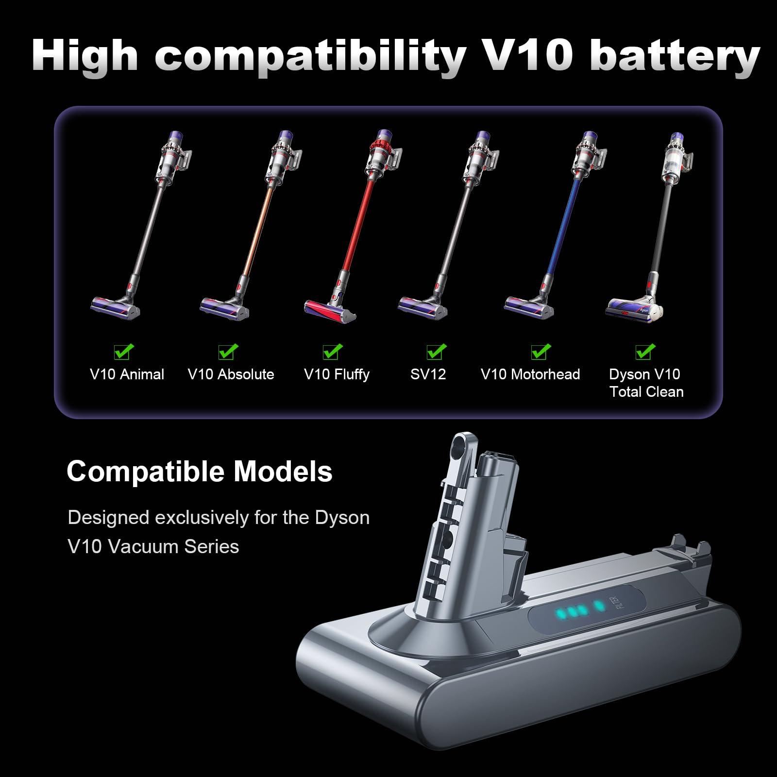 EVSUO High Capacity 7000mAh V10 Replacement Battery for Dyson V10 Animal/Absolute/Fluffy/SV12 Cordless Stick Vacuum Cleaner, 25.2V Li-ion with 2 Filters, 10 Protections, 2-Year Warranty(Not Fit SV10) - Image 3