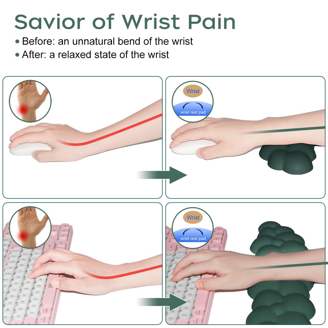 JIKIOU Upgrade Leather Cloud Keyboard Wrist Rest, Cloud Wrist Rest with Non-Slip PU Base, Comfortable Memory Foam Wrist Rest for Computer Laptop Mac Gaming Office and Pain Relief Christmas Wish Gift - Image 7
