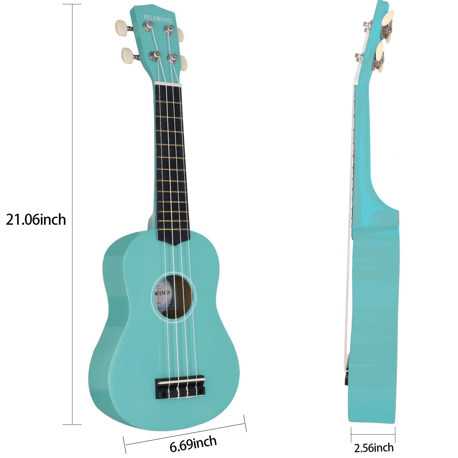 HUAWIND Soprano Ukulele For Beginners Four String Hawaiian Ukelele Start Pack Light Blue Ukelele - Image 4