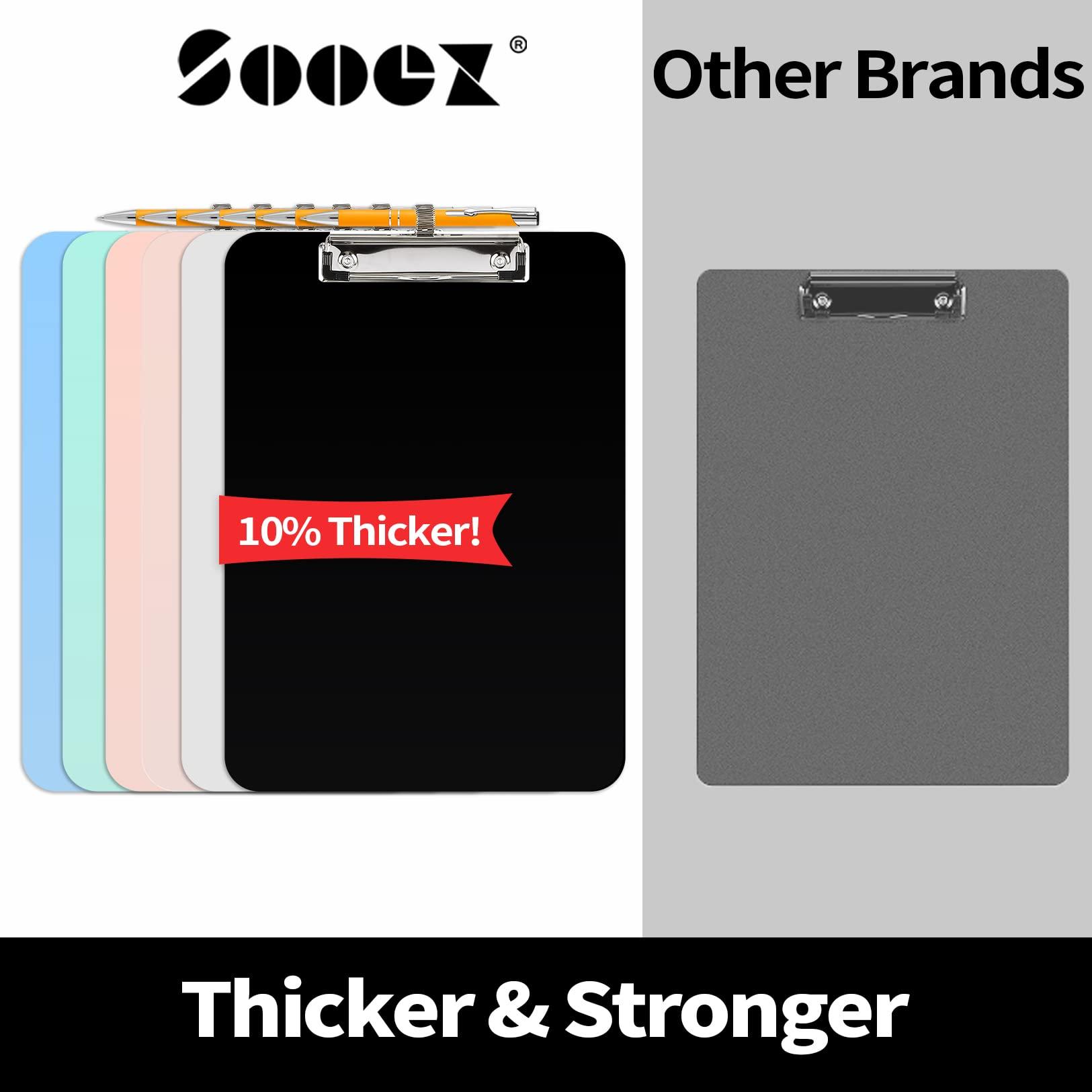 Sooez Plastic Clipboard with Pen Holder, [10% Thicker] Clip Boards 8.5x11 with Low Profile Clip, Cute Hanging Clipboard, Standard Letter Size A4 for Women Kid Teacher, Office & School Supplies, Black - Image 3