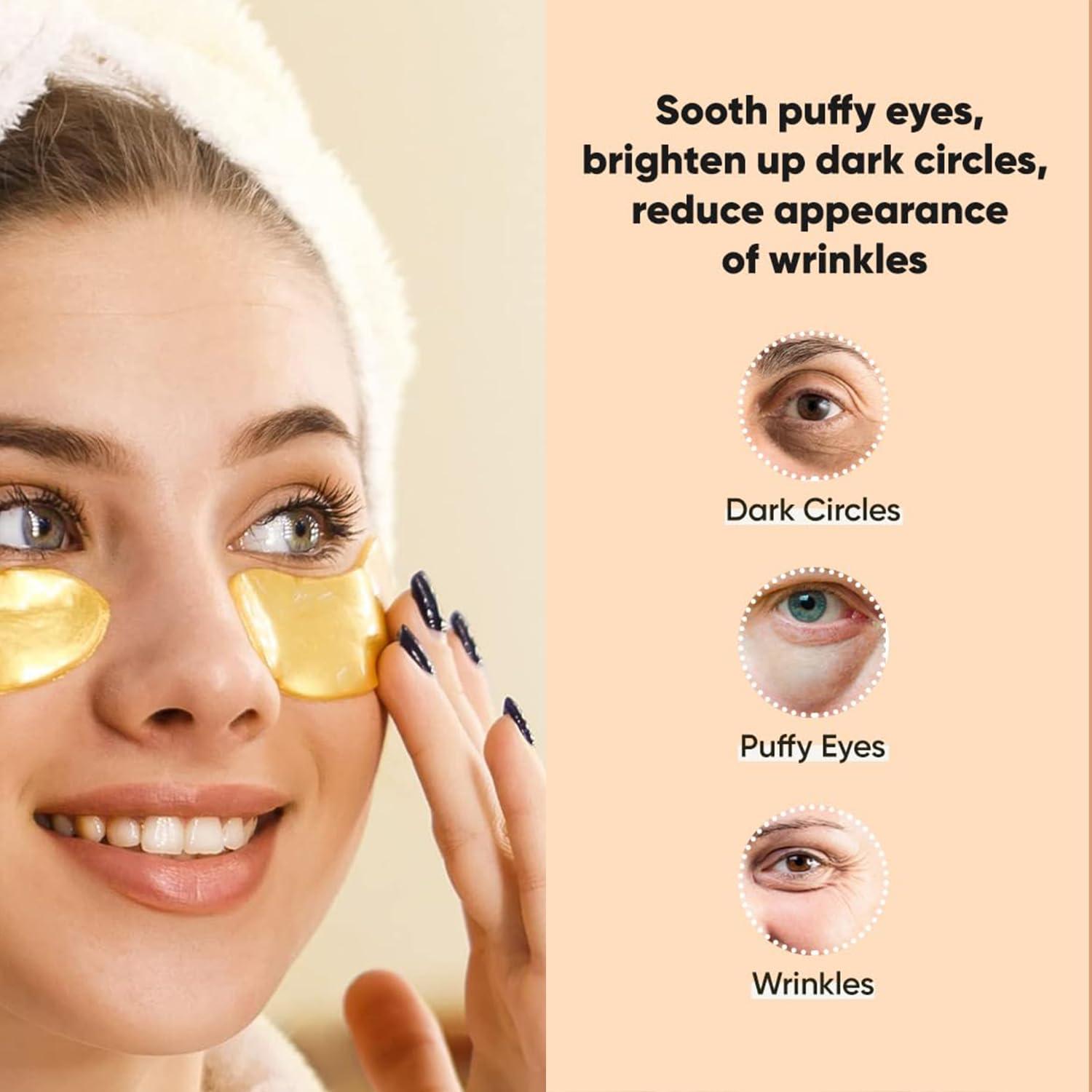 24k Golden Glow Under Eye Patches (30 Pairs Eye Gels), Collagen Eye Masks for Dark Circles and Puffiness, Bags, Relieves Pressure and Reduces Wrinkles, Refreshes Your Skin, Beauty & Personal Care - Image 4