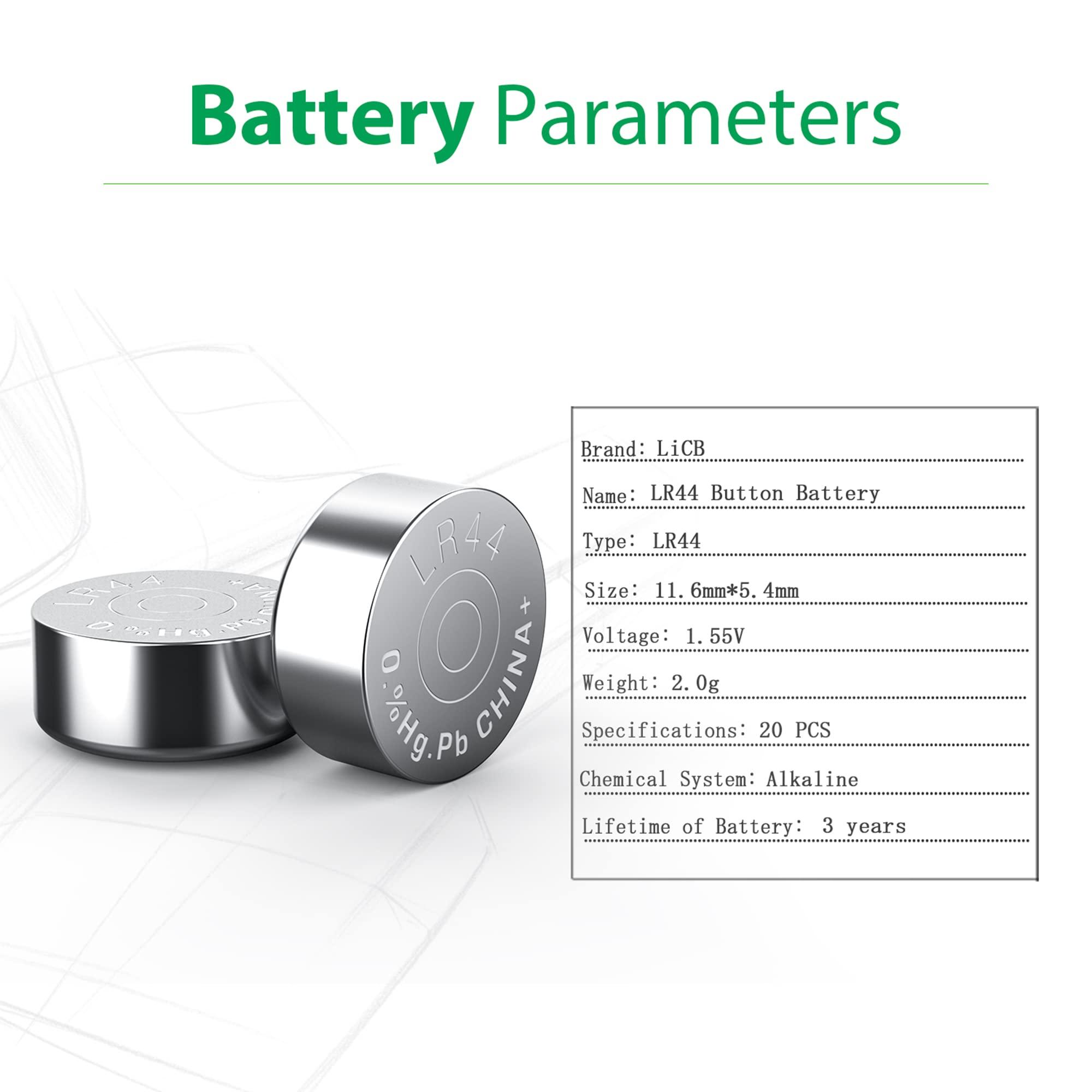 LiCB 20 Pack LR44 AG13 357 303 SR44 Battery 1.5V Button Coin Cell Batteries - Image 2