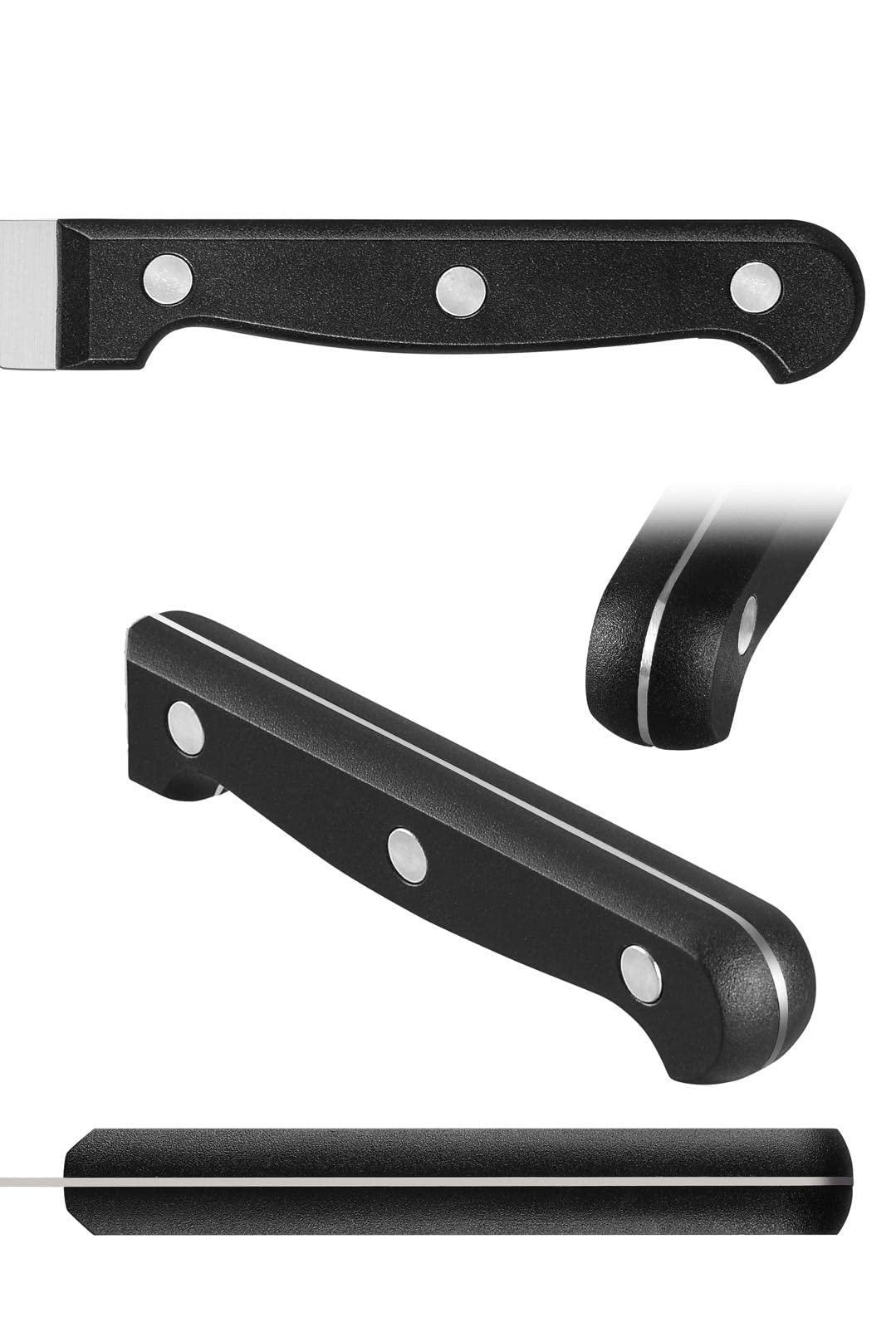 COKUMA Kitchen Knife, 3-Pcs Knife Set With Sheath, 8 Inch Chef Knife, 4.5 Inch Utility Knife, 4 Inch Paring Chef Knife, Stainless Steel, Black - Image 4
