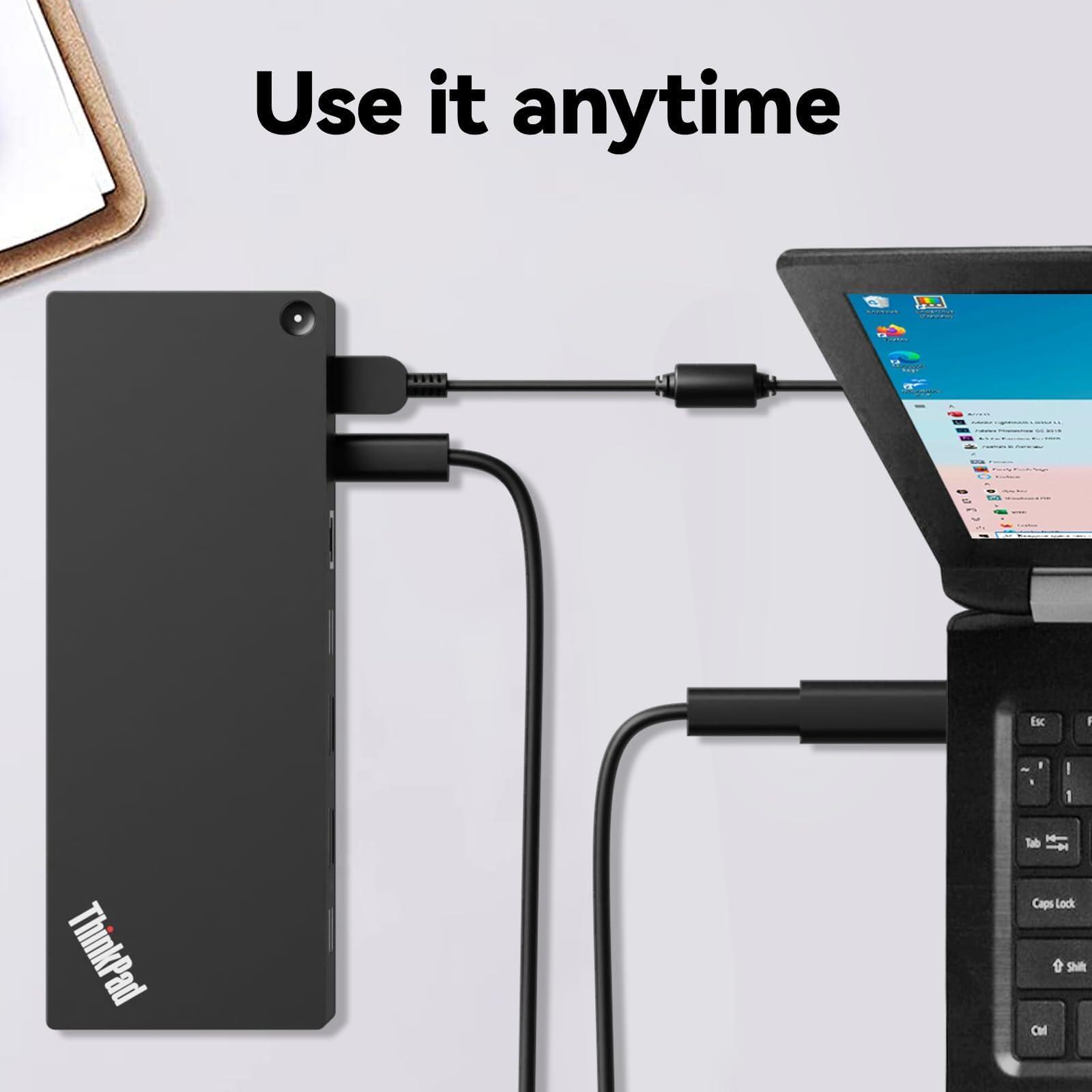 ThinkPad 40AF0135 Universal Hybrid USB-C with USB-A Adapter Docking Station for Lenovo Laptops, Dual Monitor, Comes with ITSPWR HDMI 4K Cable + DP Cable+ Cleaning Cloth - Image 7