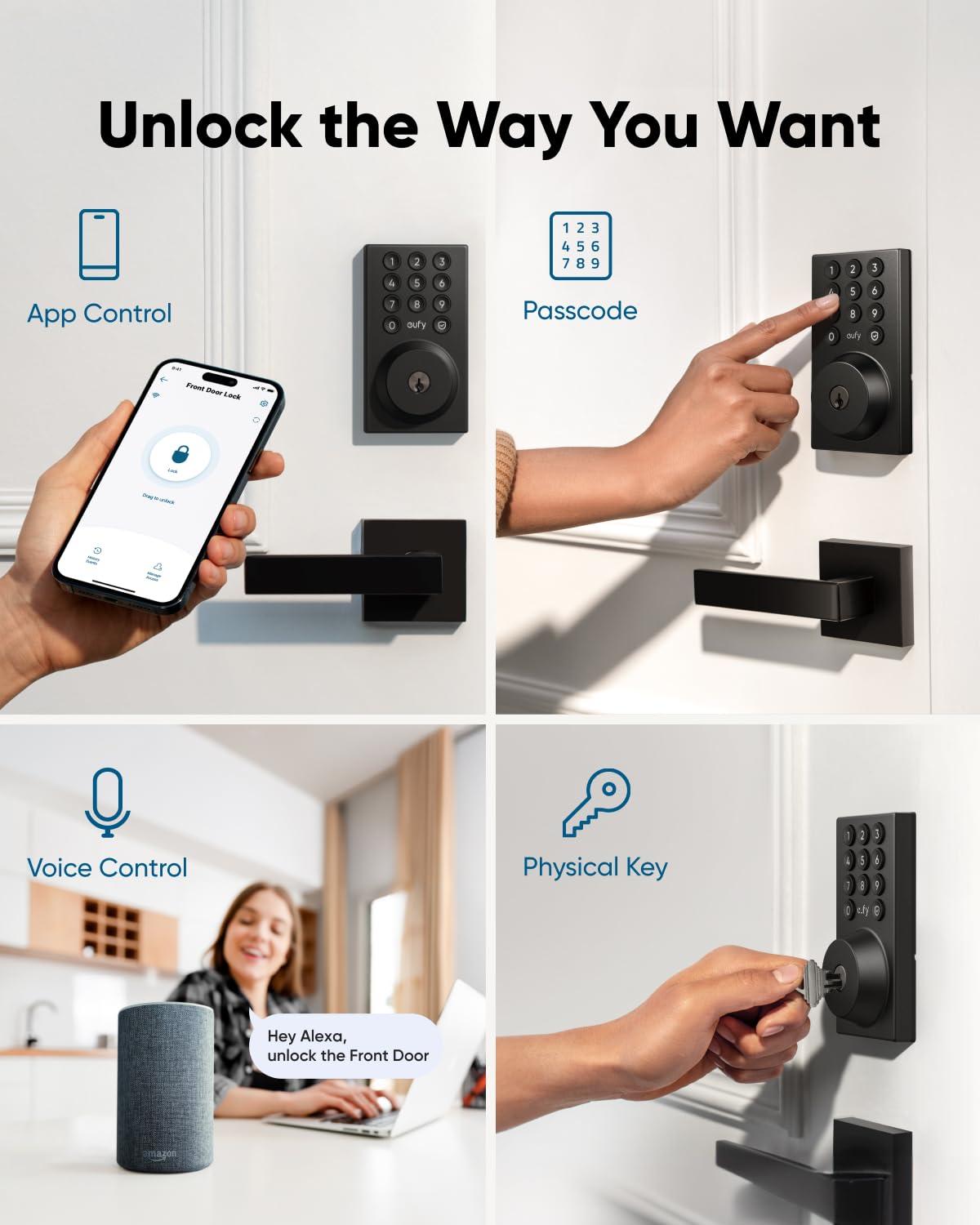 eufy Security Smart Lock C30, Keyless Entry, Built-in WiFi Deadbolt for Front Door, No Bridge Required, Easy Installation, App Remote Control, Auto Lock - Image 4
