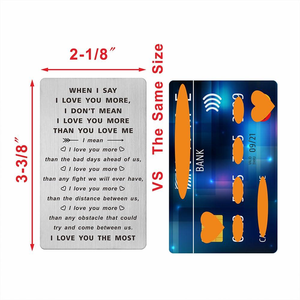 TANWIH When I Say I Love You More Wallet Card, I Love You Gifts for Him Her, Anniversary Cards Gift for Men Husband, Sentimental Long Distance Presents, Valentines Day Gifts, Mens Stocking Stuffers - Image 2