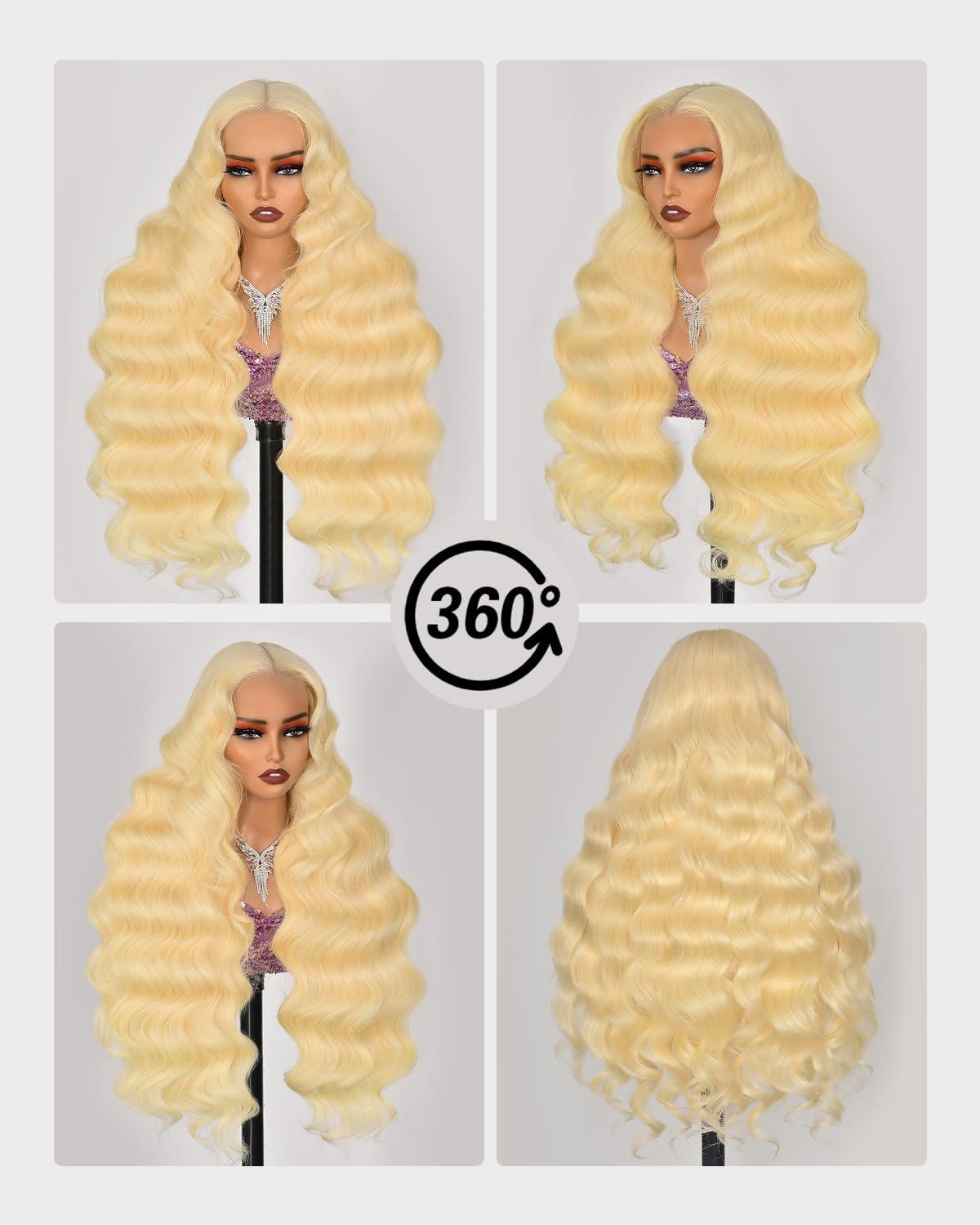 faazo 30 Inch 613 13x6 Lace Front Wig Human Hair 200 Density Blonde Wig Human Hair 613 Hd Lace Frontal Wig 13x6 Body Wave Lace Front Wigs Human Hair Pre Plucked 613 Wig - Image 2