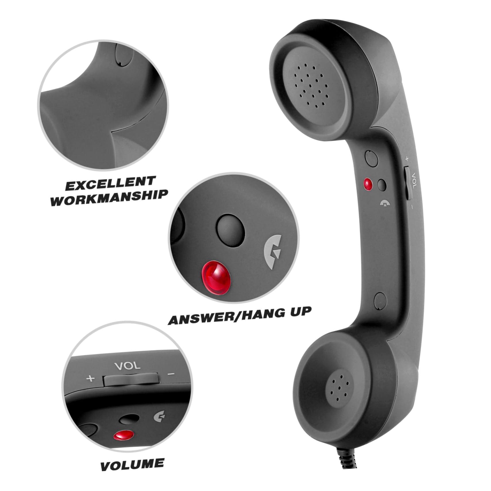 UKCOCO Universal Retro Telephone Handset- 3. 5MM Headset Externally Wired Microphone, Handheld Handset Receiver for Most All, Black - Image 8