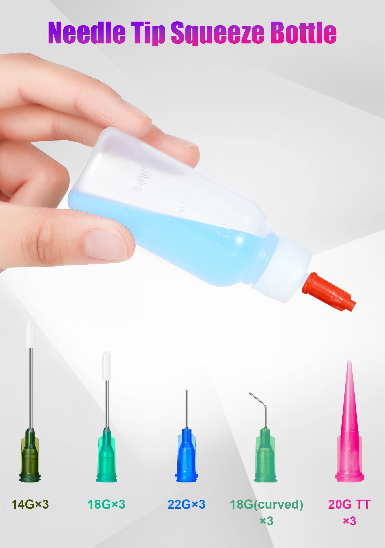 Glue Syringe Needle Tip Squeeze Bottles Set (1ml-50ml), 14G-22G Blunt Needle Tip with Caps, Precision Glue Applicator for Oil, Ink and Art Crafts - Image 4