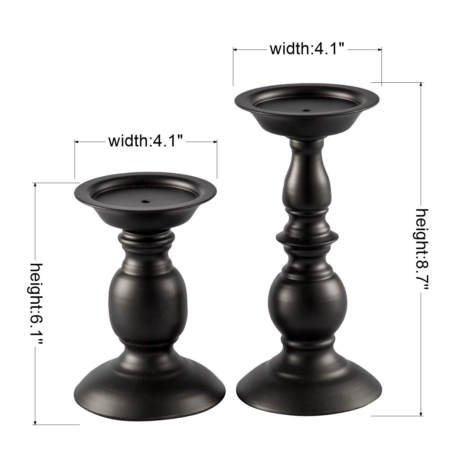 Black Metal Pillar Candle Holders Set of 2, Decorative Candlestick Candle Holders Stand, Decorations Home Décor Gifts for Bedroom Livingroom Wedding - Image 3