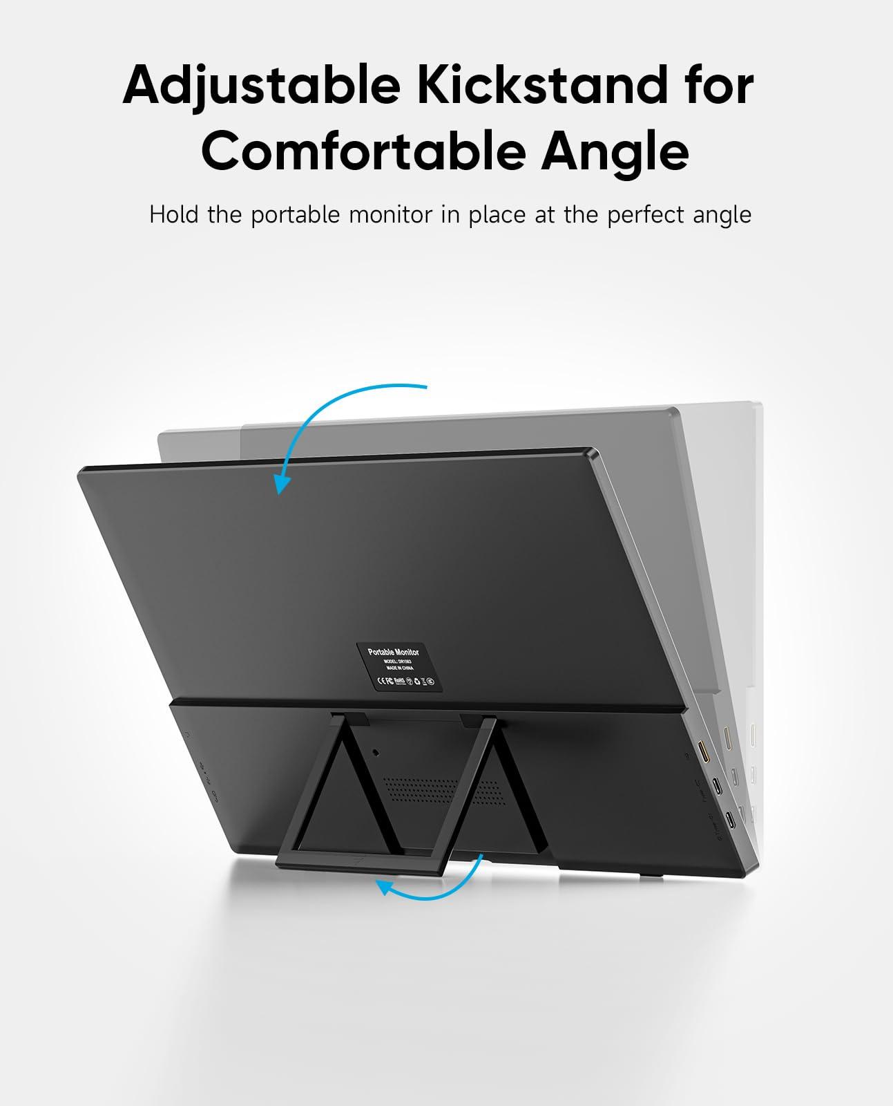 Portable Monitor, 15.6" FHD 1080P Travel Portable Monitor for Laptop, Ultra-Slim External Portable Screen for Laptop with Kickstand, Screen Extender for Laptop PC Mac Phone PS4/5 Xbox Switch - Image 8