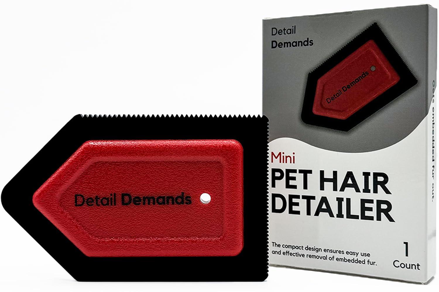 Detail Demands Mini Pet Hair Remover | Dog Hair Remover for Car Carpet & Car Cleaning Supplies, Cat Hair Remover for Furniture, Reusable Carpet Brush and Lint Remover, Pet Hair Removal Tool