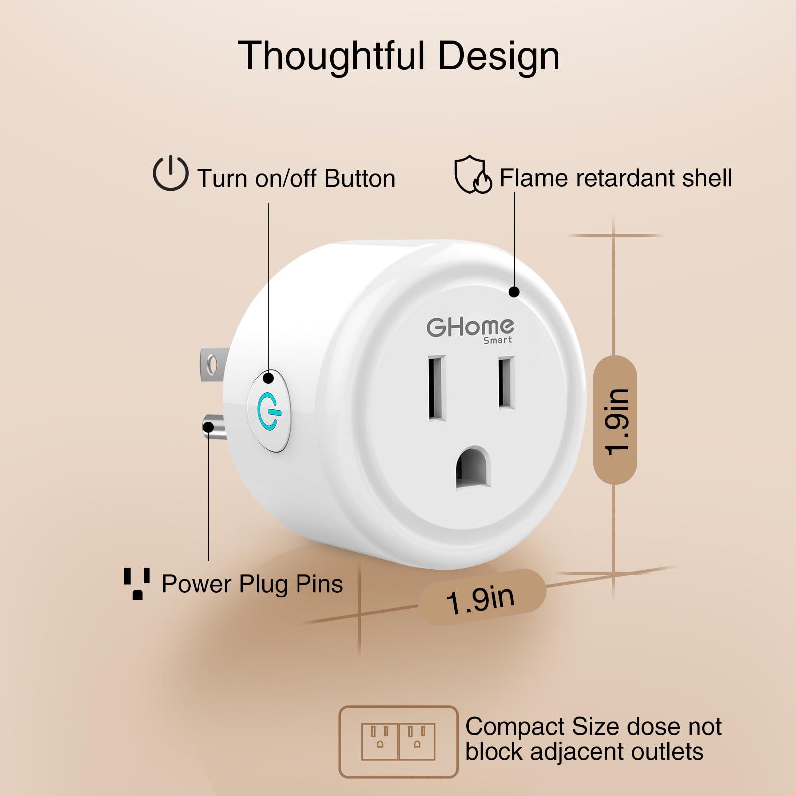 GHome Smart Plug, WiFi Smart Plugs Work with Alexa and Google Home, Smart WiFi Outlet with Remote Control and Timer Function, 2.4GHz Wi-Fi Only, No Hub Required, ETL FCC Listed, White (4 Pack) - Image 8