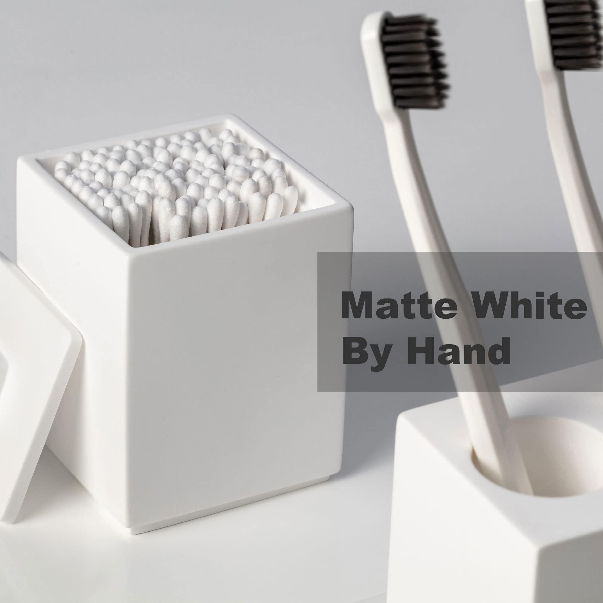 AUSAULAC Ceramic Toothbrush Holders for Bathrooms, White Bathroom Accessories Diatomite, Electric Toothbrush Holder Countertop with Toothbrush Holders, Soap Dish Set - Image 6