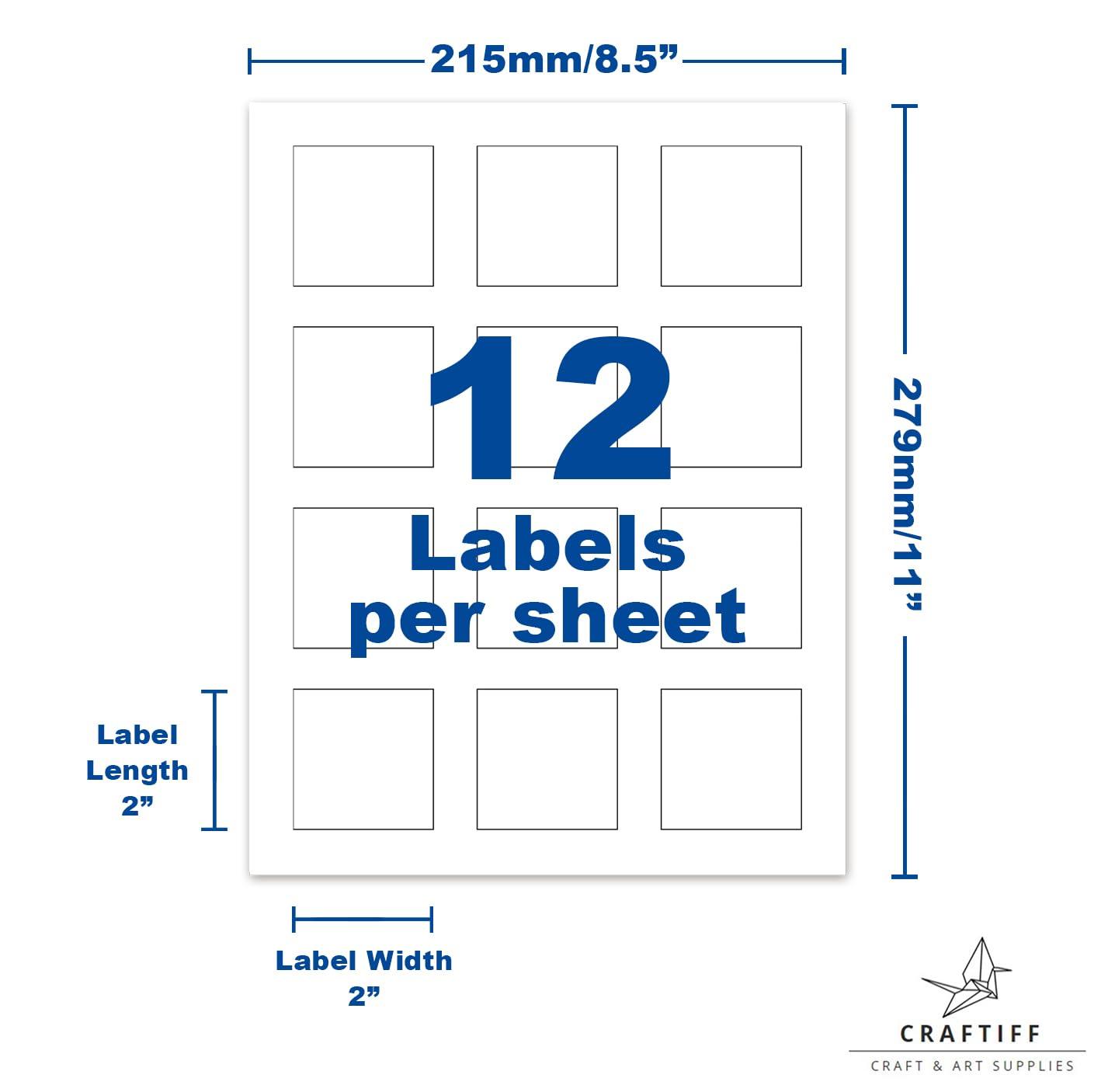 2x2 Clear Square Labels Stickers Glossy for Laser Printer, Pack of 300, Transparent self Adhesive Vinyl Paper Craftiff - Image 3